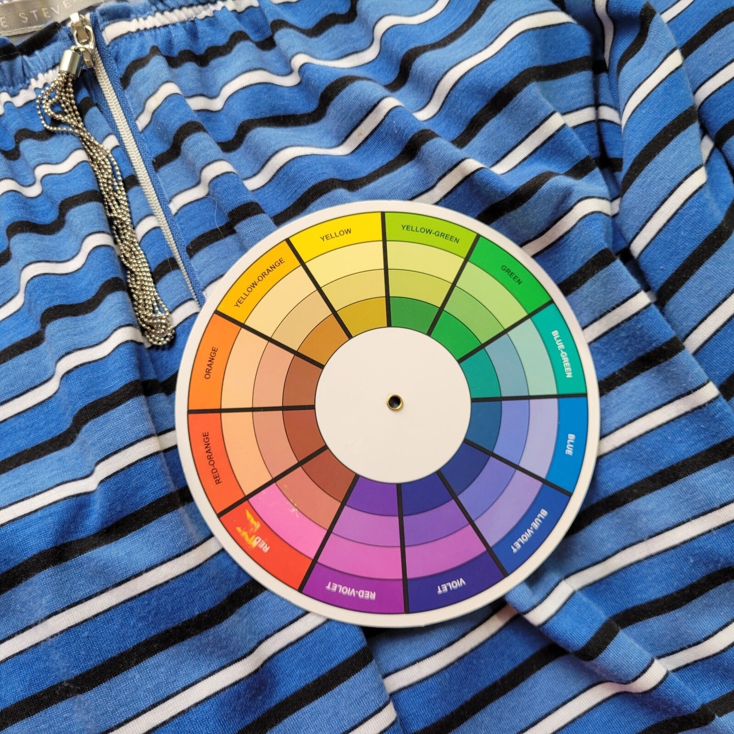 Valerie Stevens Women Top XL 3/4 Sleeve Quarter Zip Blue White Stripe Poly Blend