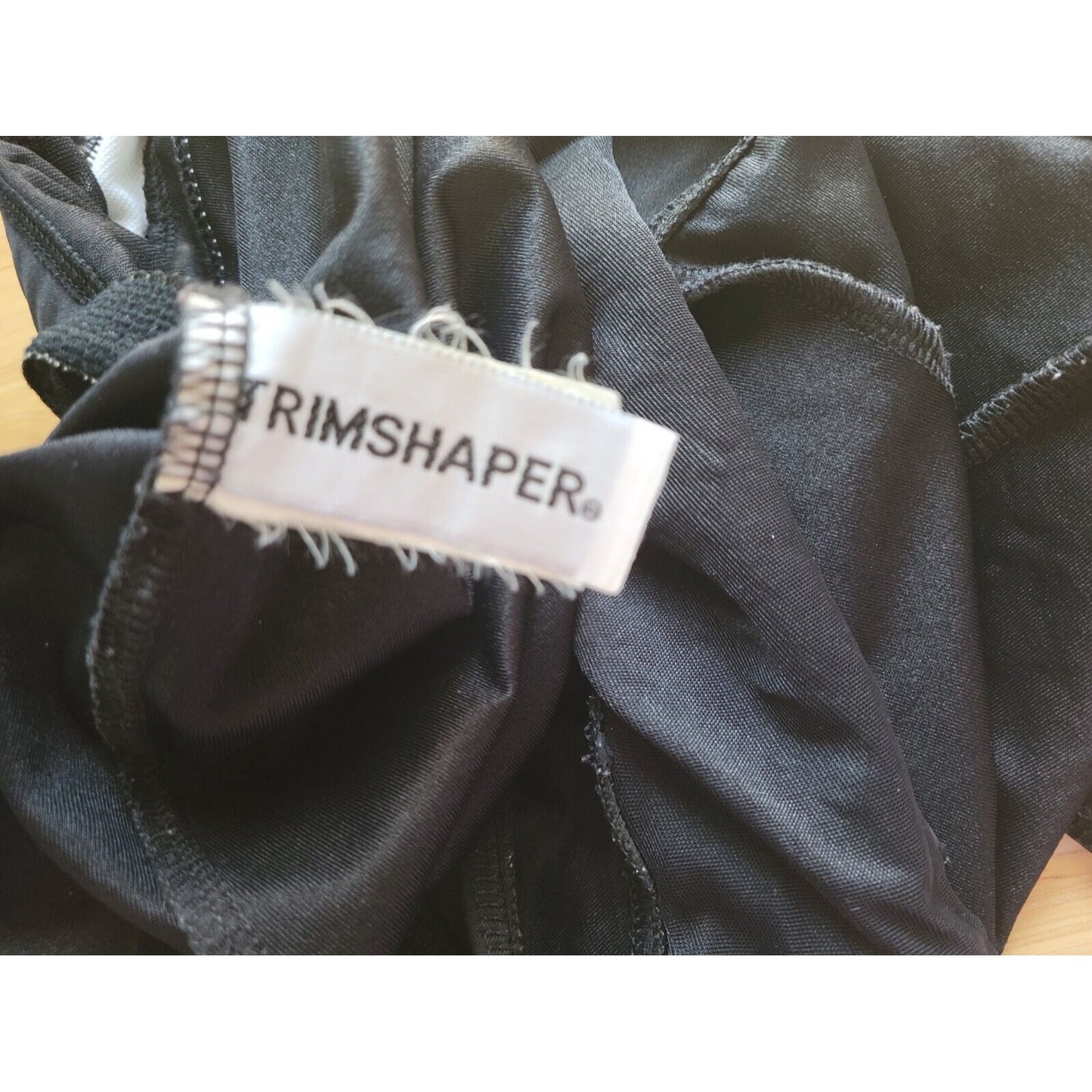 Trimshaper Womens Swimsuit 16 One Piece Black Stripe Open Back USA Built in Bra