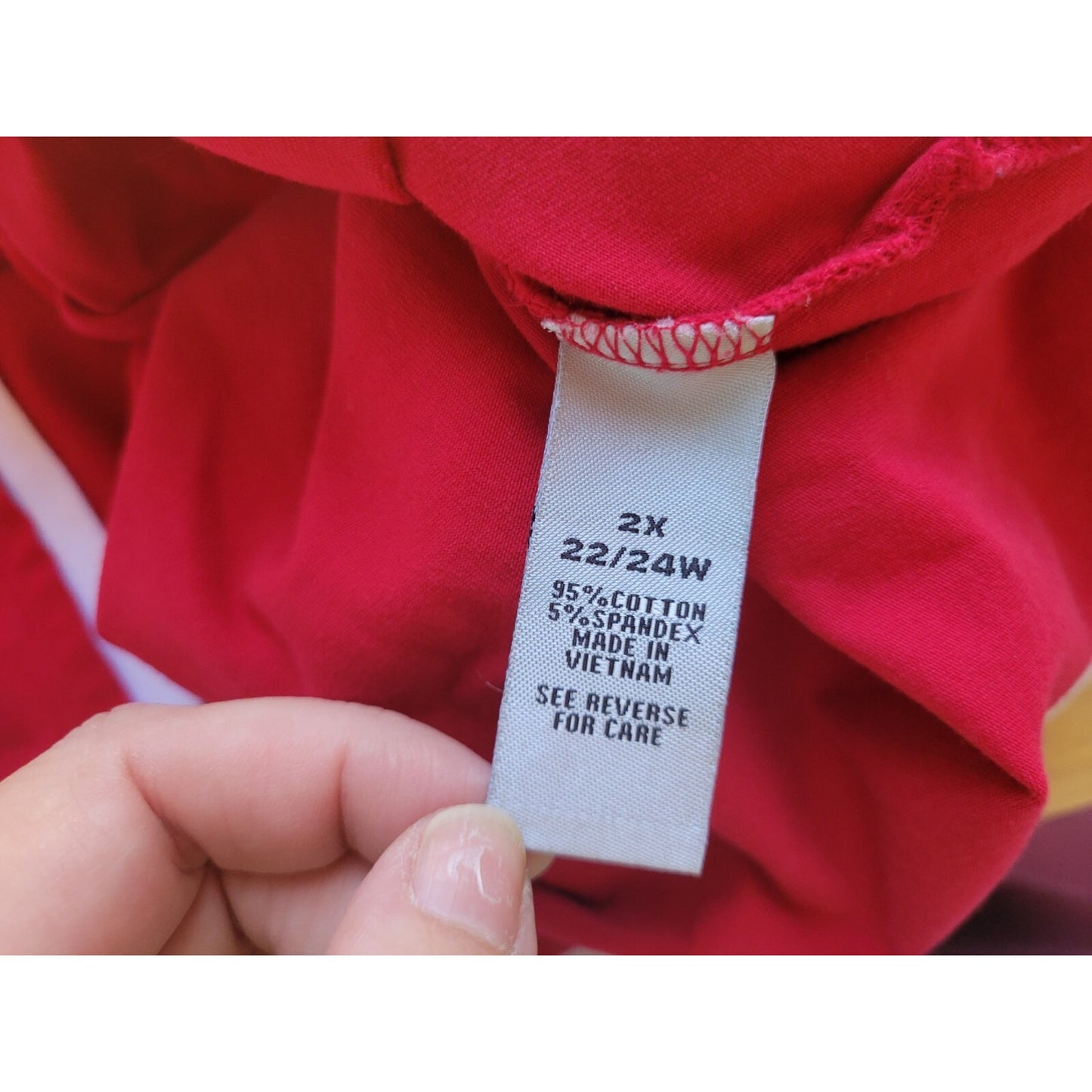 Catherines Suprema Womens Top 2X 22W 24W Plus Tee Short Sleeve Cotton Blend Red