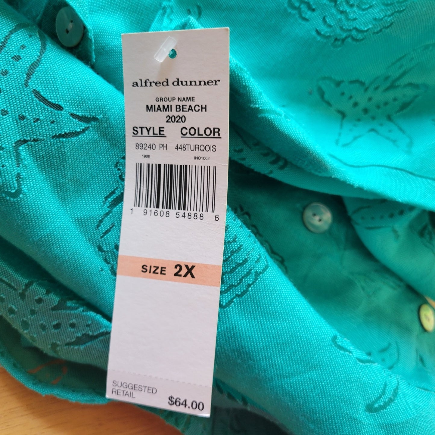 Alfred Dunner Womens Top 2X Plus 3/4 Sleeve with Tank Eyelet Lightweight Studded