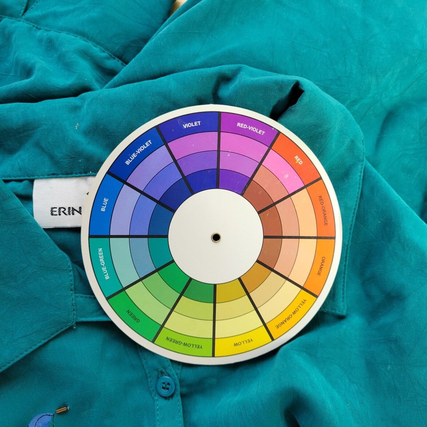 Erin London Womens Top XLP 3/4 Sleeve Green Floral Beaded Collar Lightweight