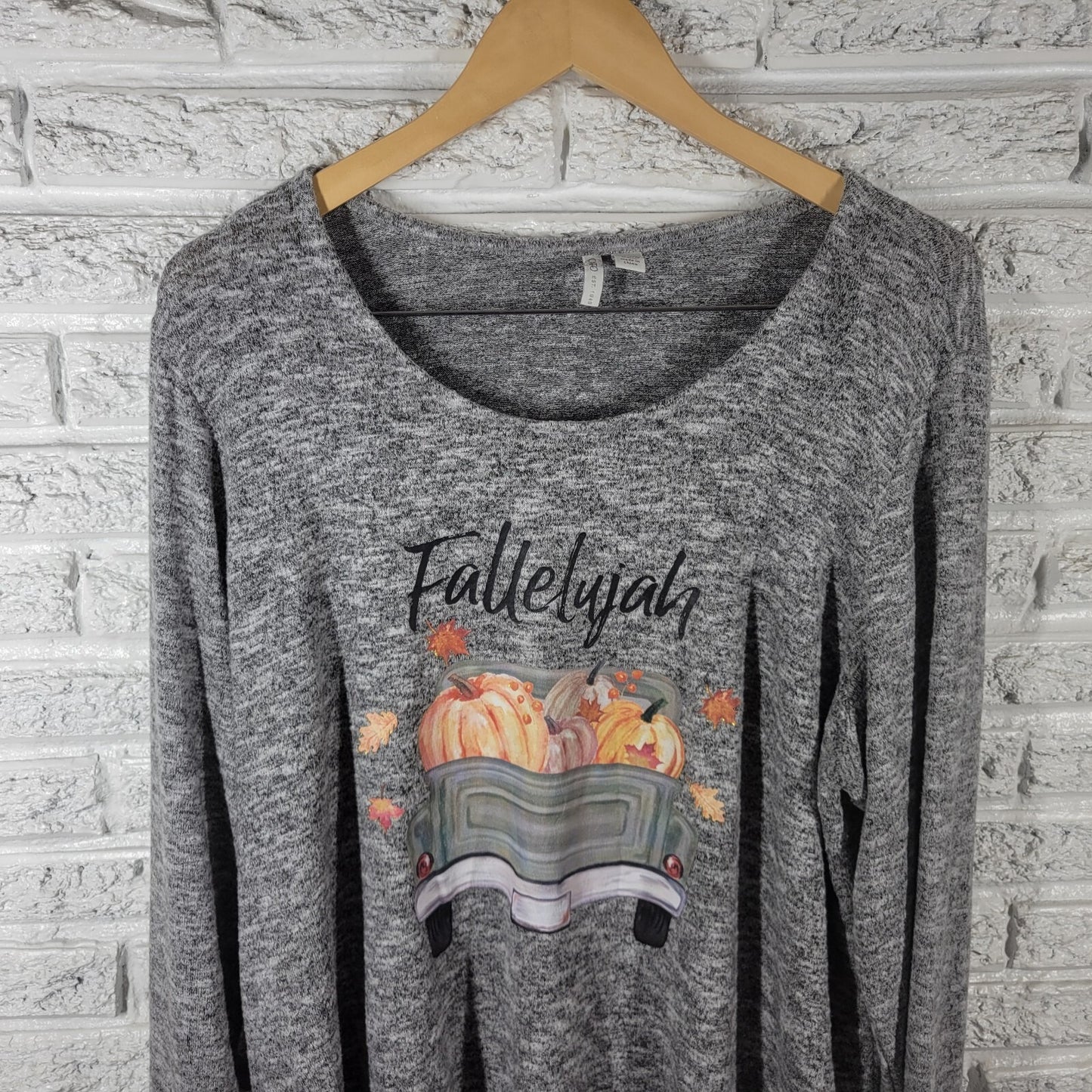 Cato Est 1946 Womens Top 18W 20W Plus Fallelujah Pumpkins Autumn Glitter Soft