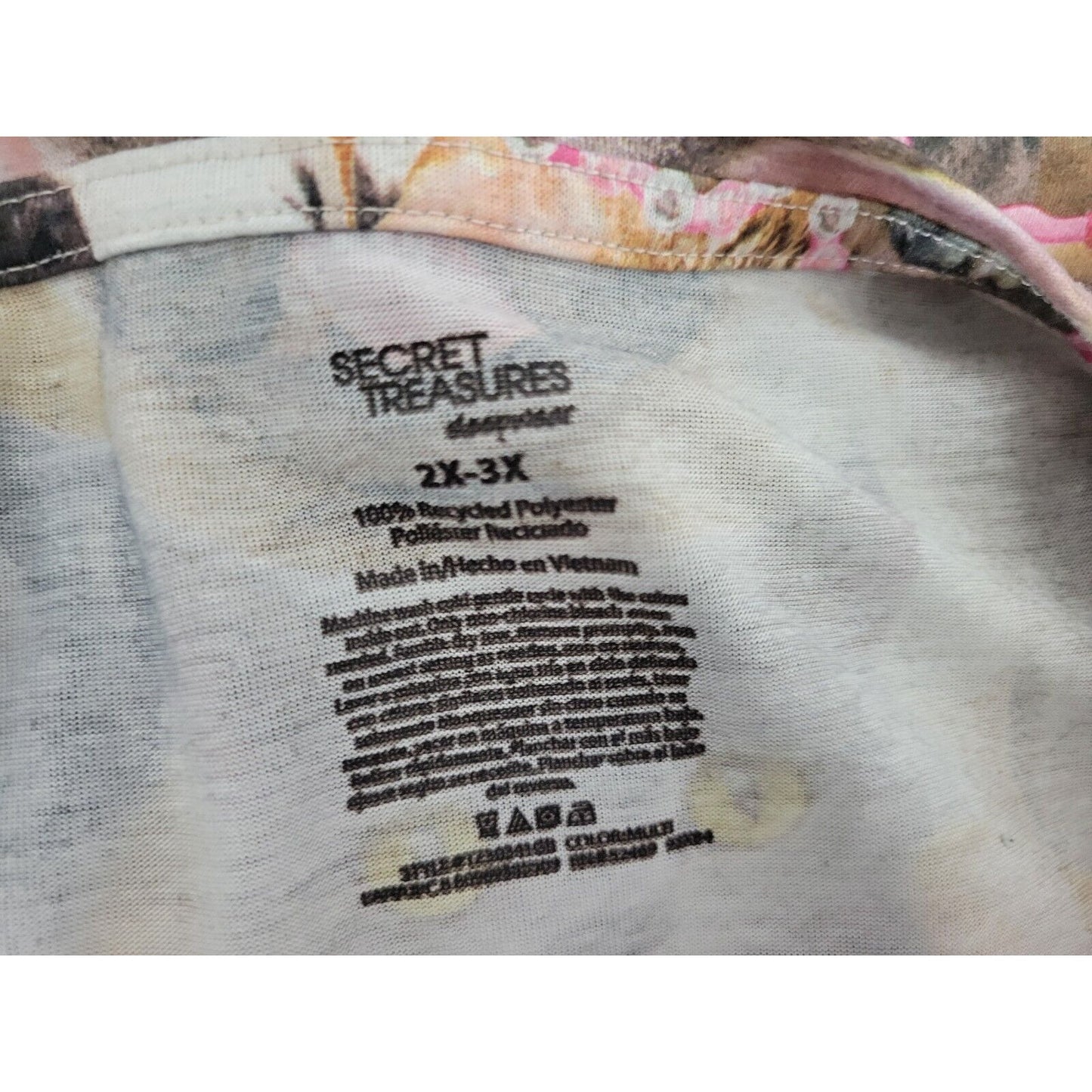 Secret Treasures Womens Pajamas 2X 3X Top Short Sleeve Cats Dogs Polyester Gray