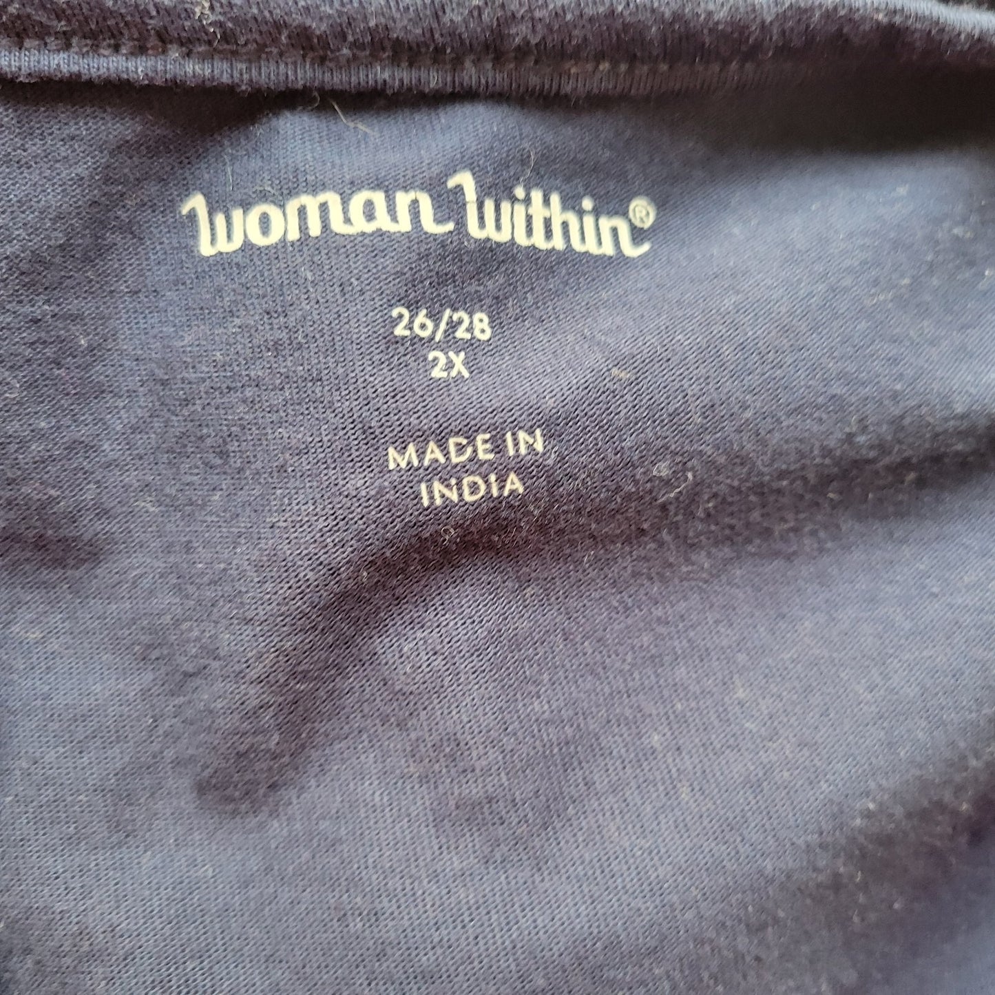 Woman Within Womens Top 2X Plus Tunic Baby Doll 3/4 Sleeve Blue Ruffle