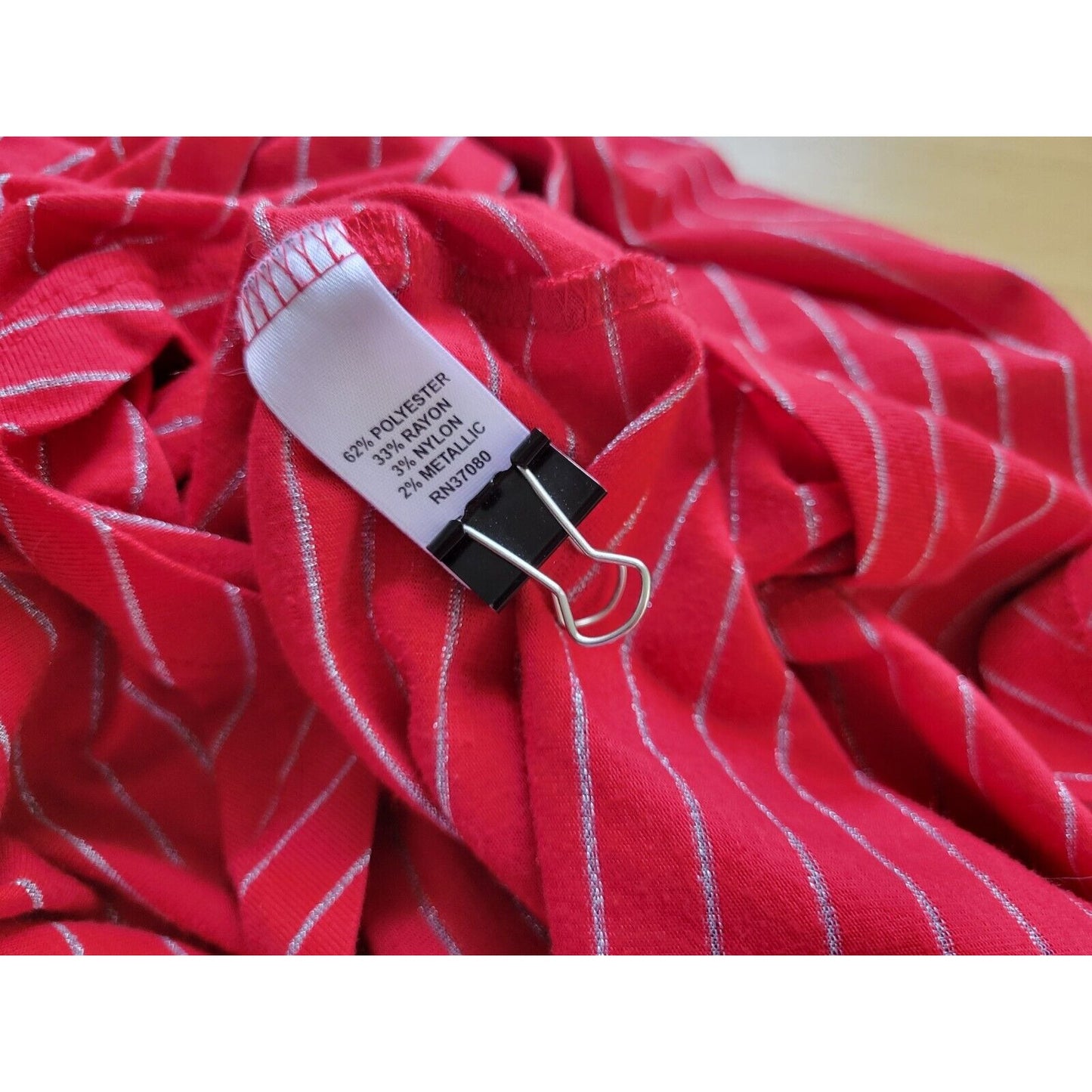 Cato Womens Top 3XPlus  Tunic Long Sleeve Knit Red Stripe Sheer Poly Blend