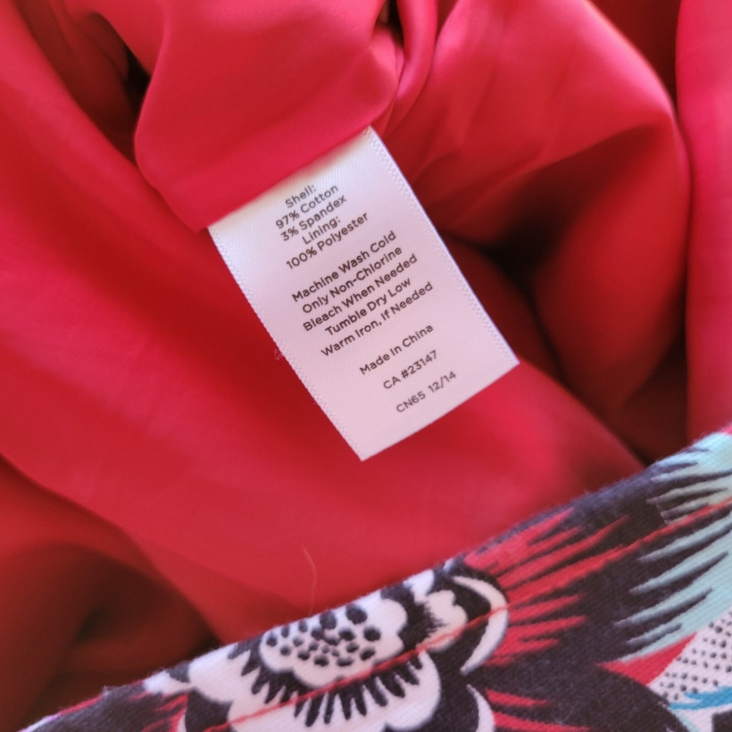 Talbots Women Skirt 20 Plus Mini Pencil Red Floral Side Zip Lined Cotton Blend