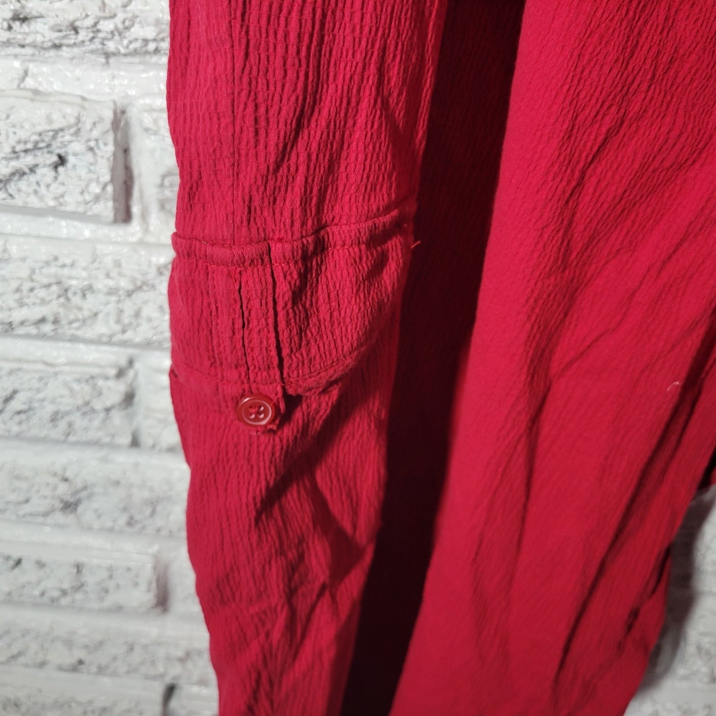 White Stag Womens Pants 3X Plus Capri Pull On Red Crinkle Crepe Lightweight