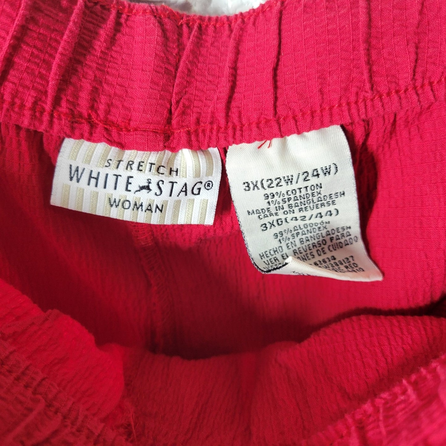 White Stag Womens Pants 3X Plus Capri Pull On Red Crinkle Crepe Lightweight