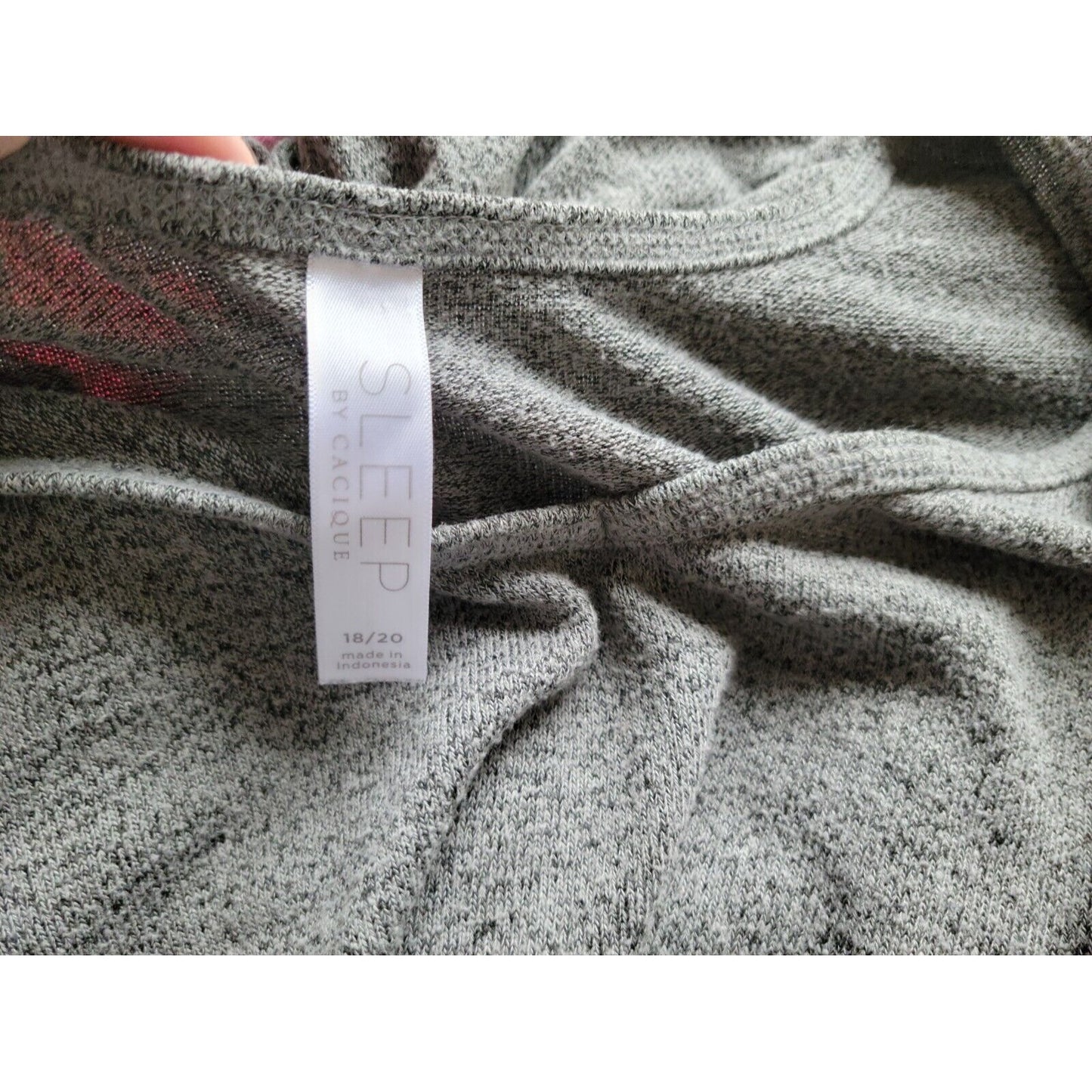 Christmas Cacique Womens Pajamas 18 20 Top Long Sleeve Sequins Naughty Nice Gray
