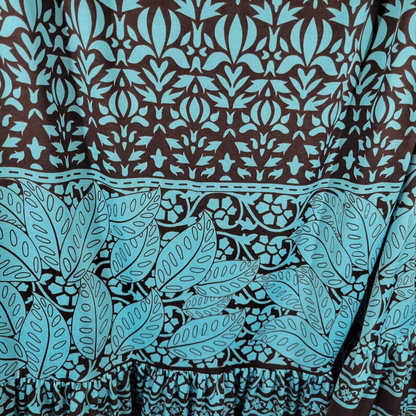 Paisley Vine Womens Dress 2XL Plus Flutter Sleeve Blue Geometric Cold Shoulder