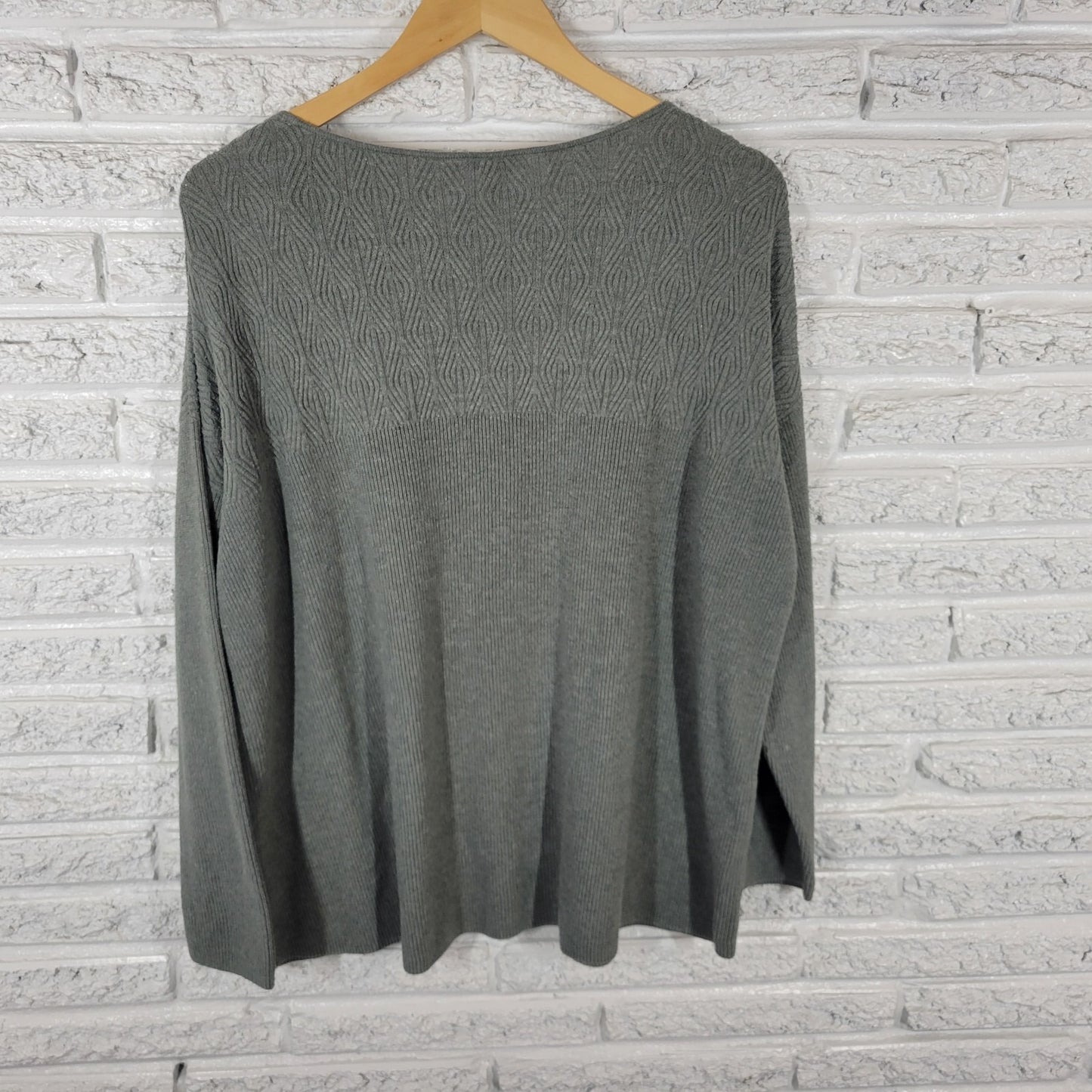 Talbots Womens Sweater 3X Plus Long Sleeve Gray Cotton Blend Casual Pullover