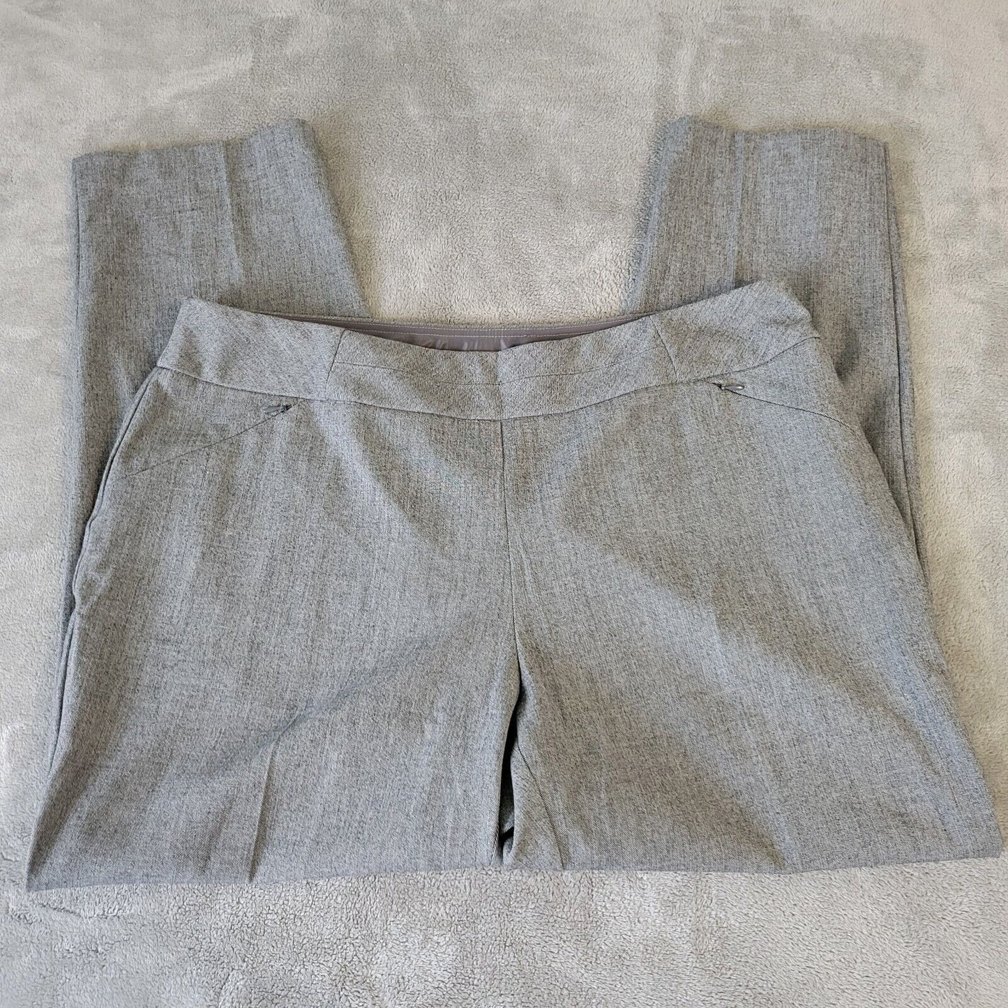 Investments Womens Pants 20WR Plus Pull On Straight Leg Gray Poly Blend Office