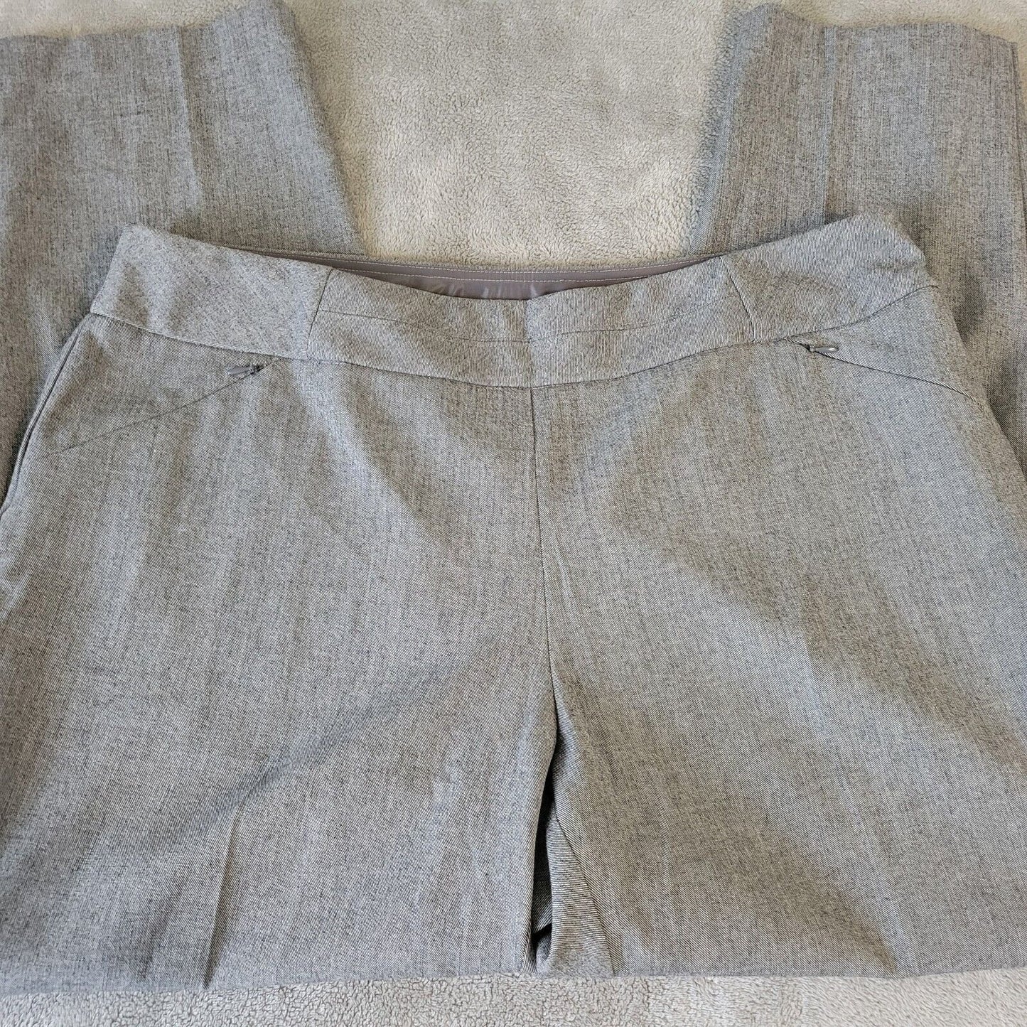 Investments Womens Pants 20WR Plus Pull On Straight Leg Gray Poly Blend Office