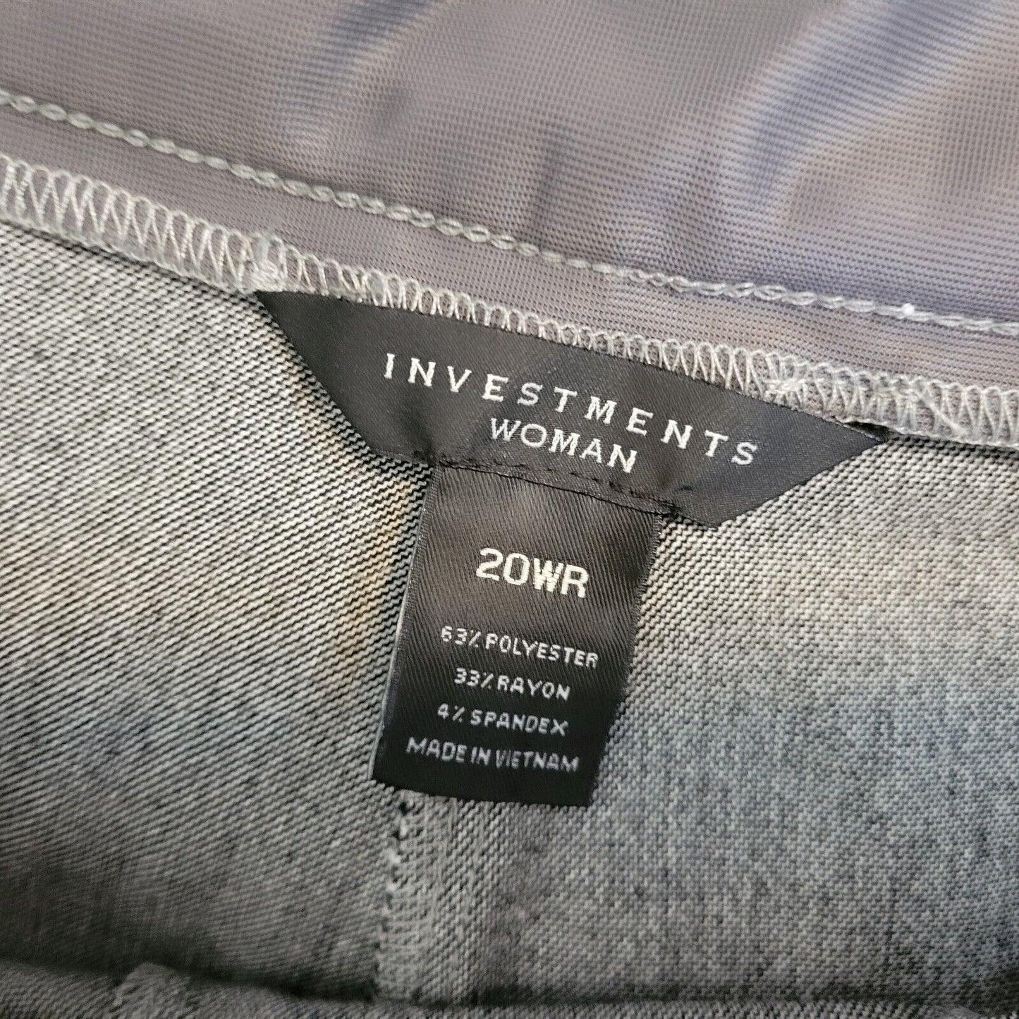 Investments Womens Pants 20WR Plus Pull On Straight Leg Gray Poly Blend Office