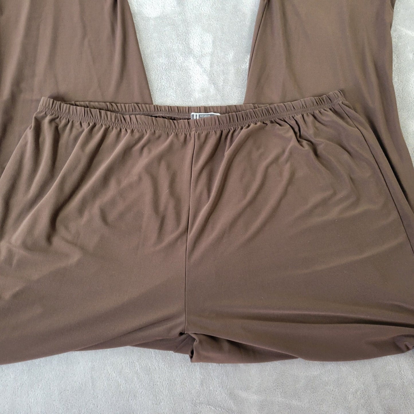 Jessica London Womens Pants 2XWT Plus Tall Pull On Brown Poly Blend Office Comfy