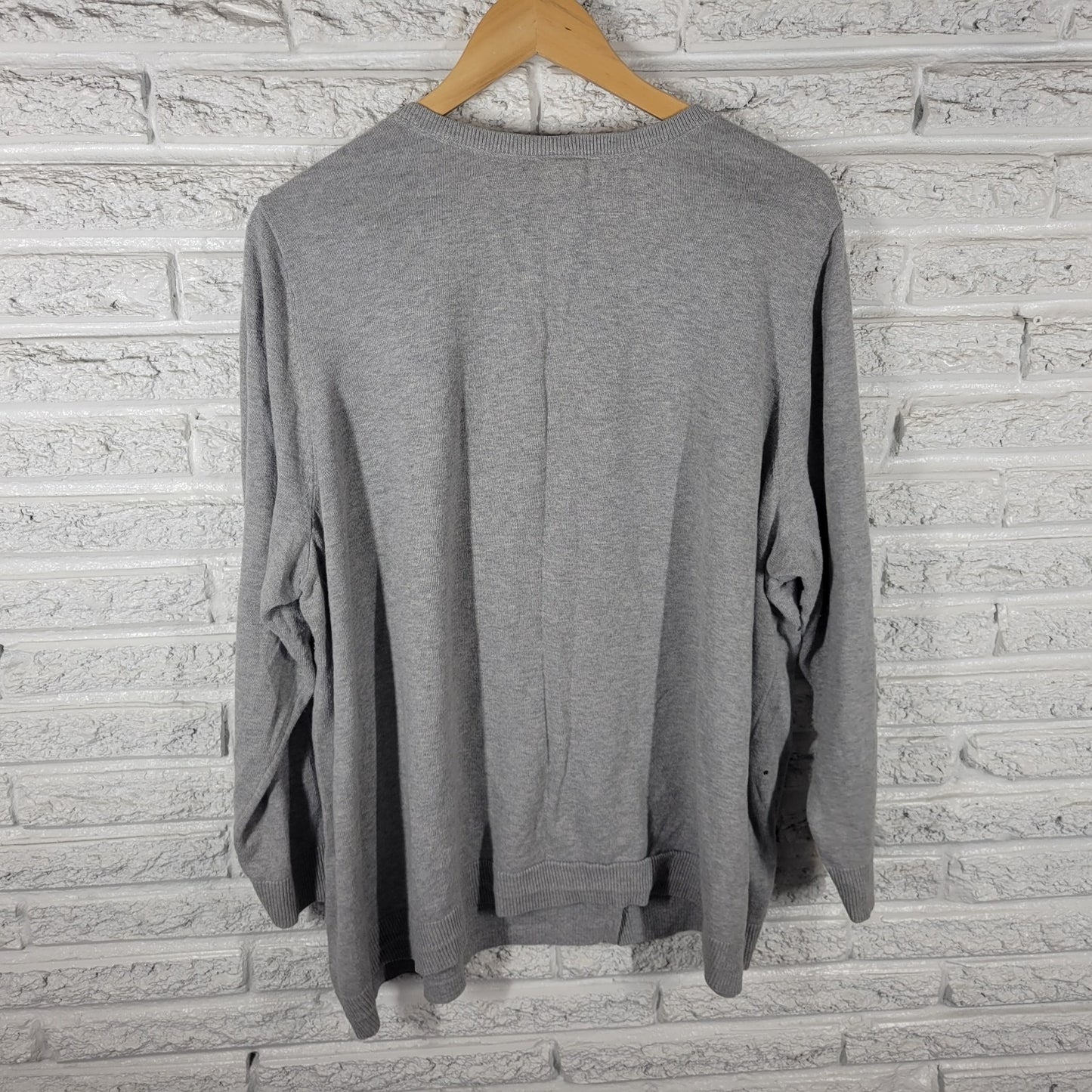 Catherines Womens Sweater 3X Plus Cardigan Gray Rhinestones Casual Comfy Cotton