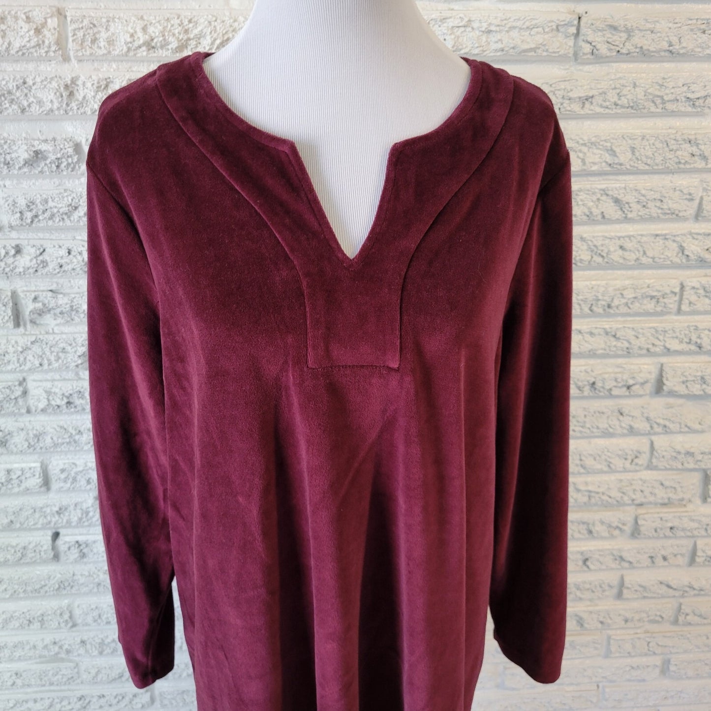 Susan Graver QVC Womens Top XL Long Sleeve Purple Cotton Blend Comfy Soft Velour