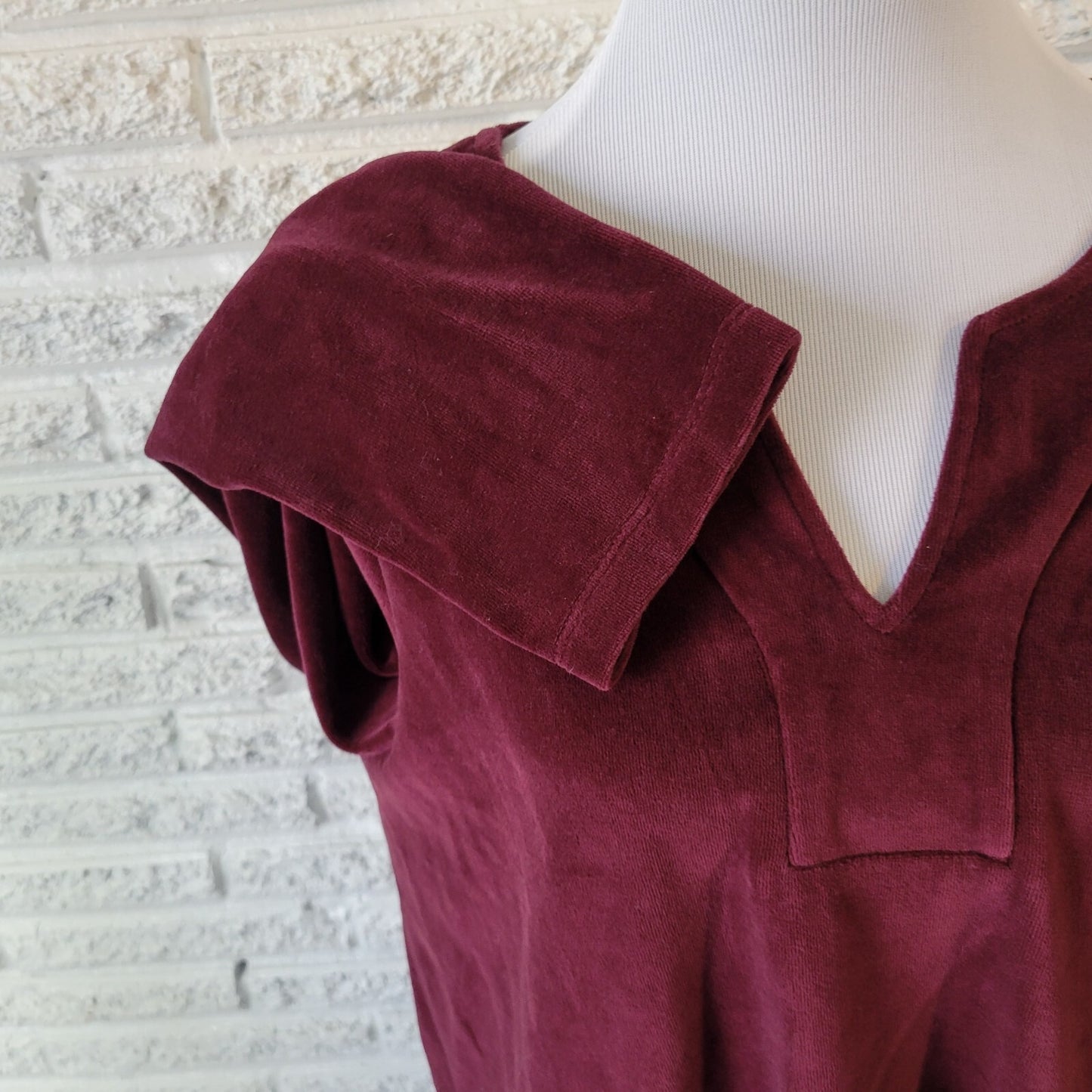 Susan Graver QVC Womens Top XL Long Sleeve Purple Cotton Blend Comfy Soft Velour