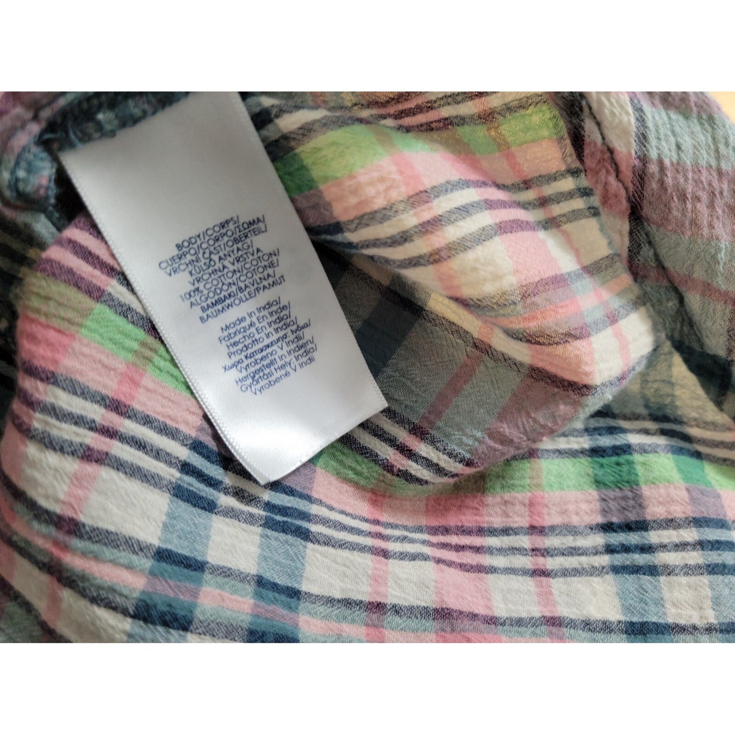 Chaps Women Top Extra Large XL Long Sleeve Button Up Cotton Ruffle Plaid Sheer