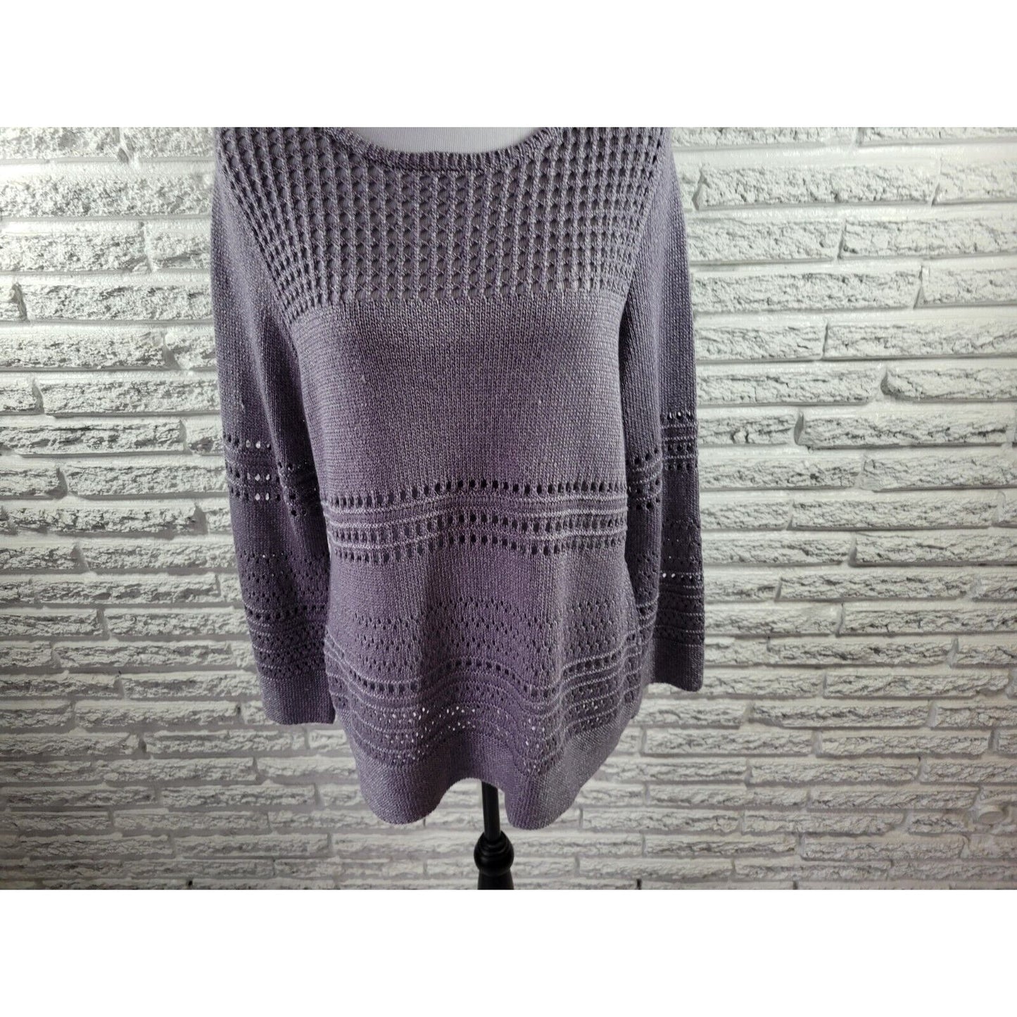 Chicos Womens Sweater 3 Standard Extra Large Pullover Lavender Office Casual