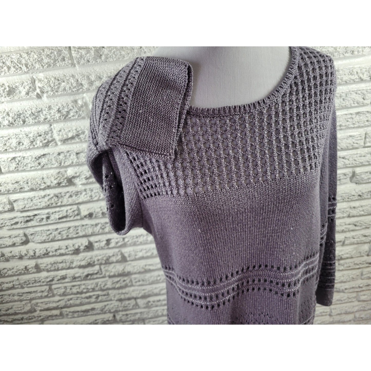 Chicos Womens Sweater 3 Standard Extra Large Pullover Lavender Office Casual