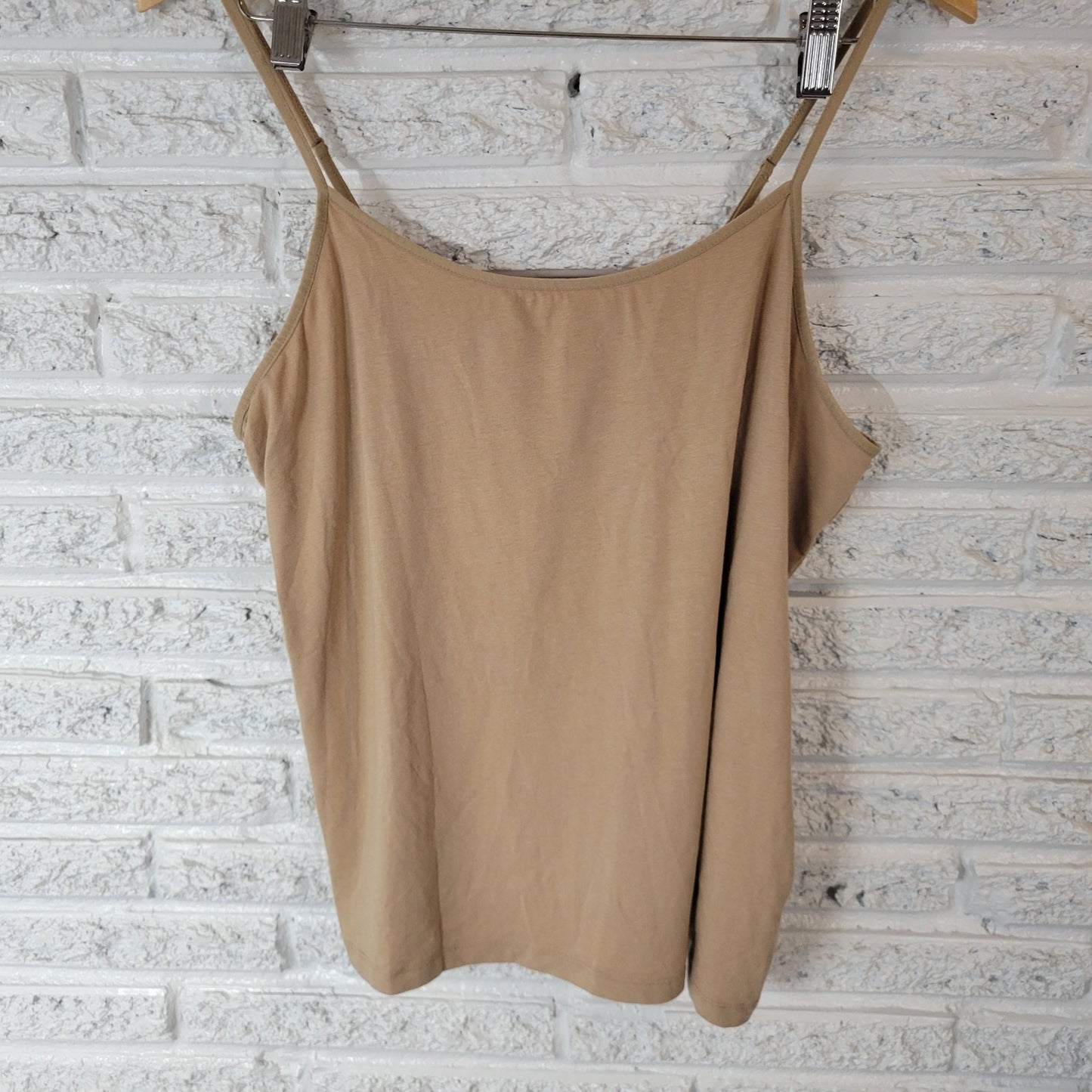 Time Tru Womens Top XL Camisole Beige Lightweight Adjustable Spaghetti Strap