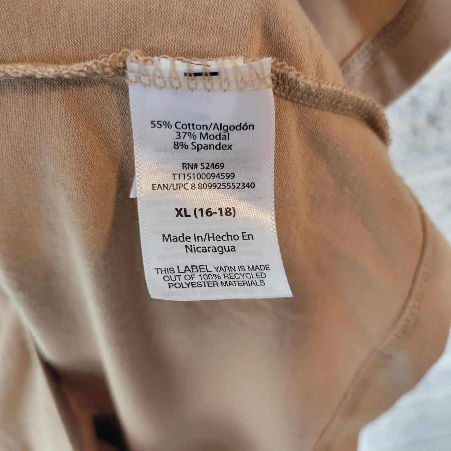 Time Tru Womens Top XL Camisole Beige Lightweight Adjustable Spaghetti Strap