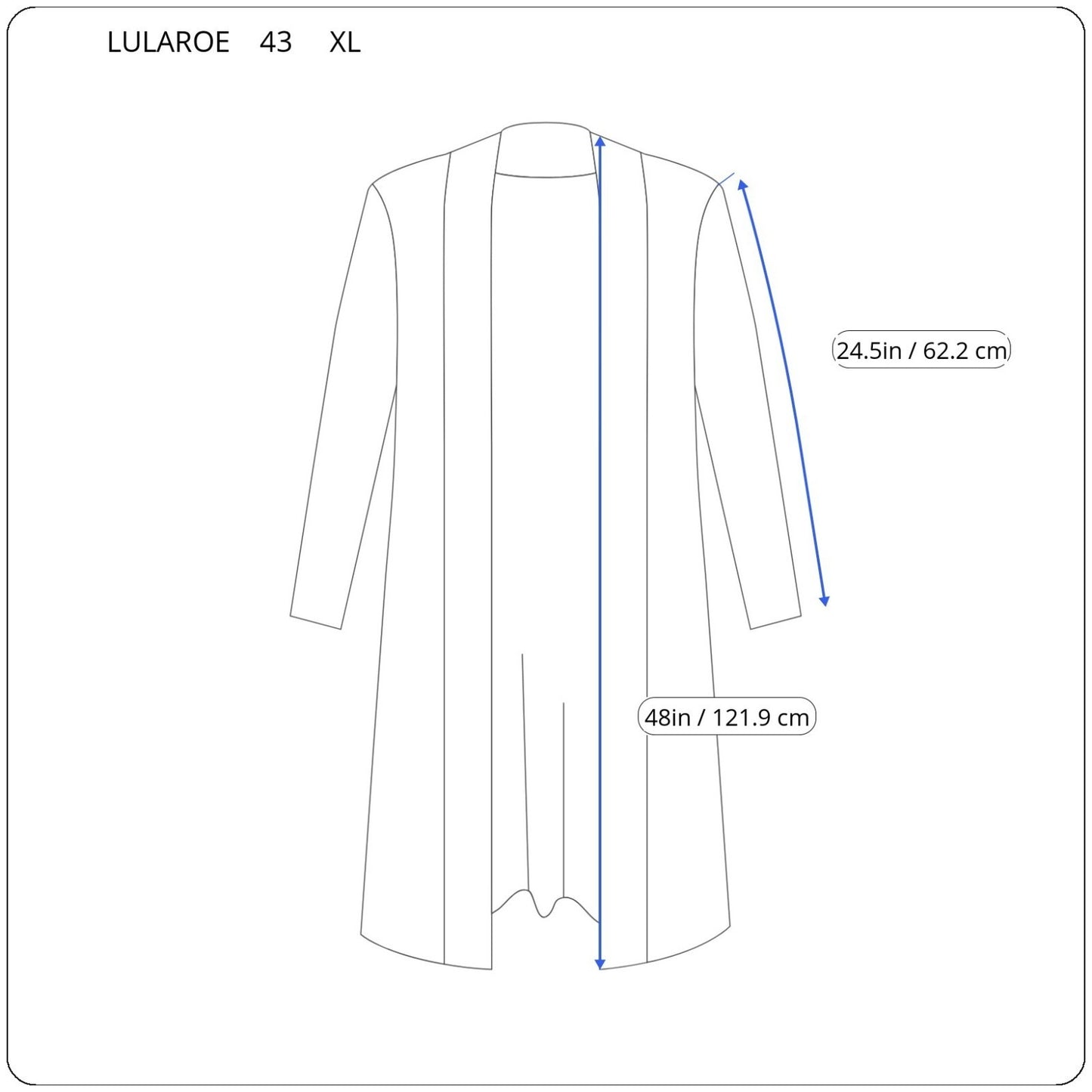 Lularoe Womens Top Extra Large XL Cardigan Open Blue Floral Pockets Poly Blend