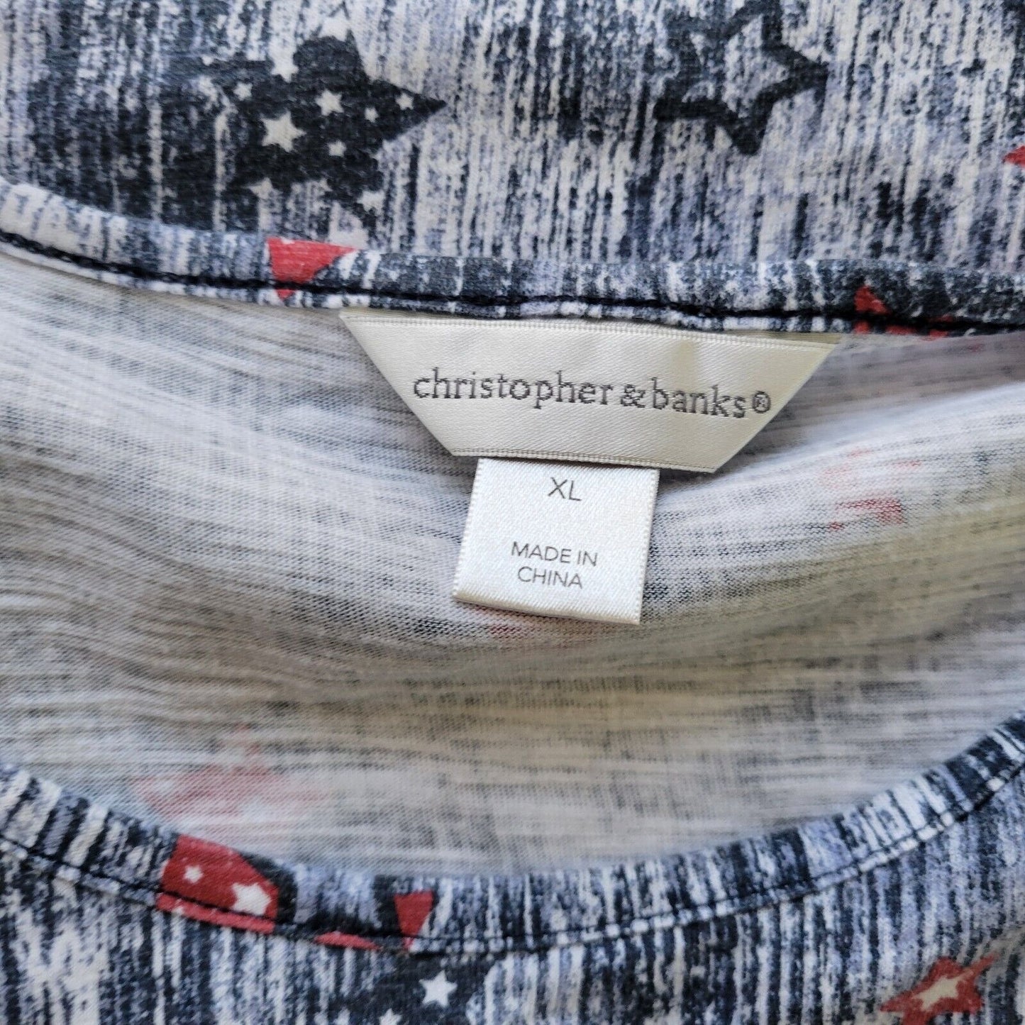 Fourth of July Christopher Banks Womens Top XL Tee Patriotic Stars Lightweight