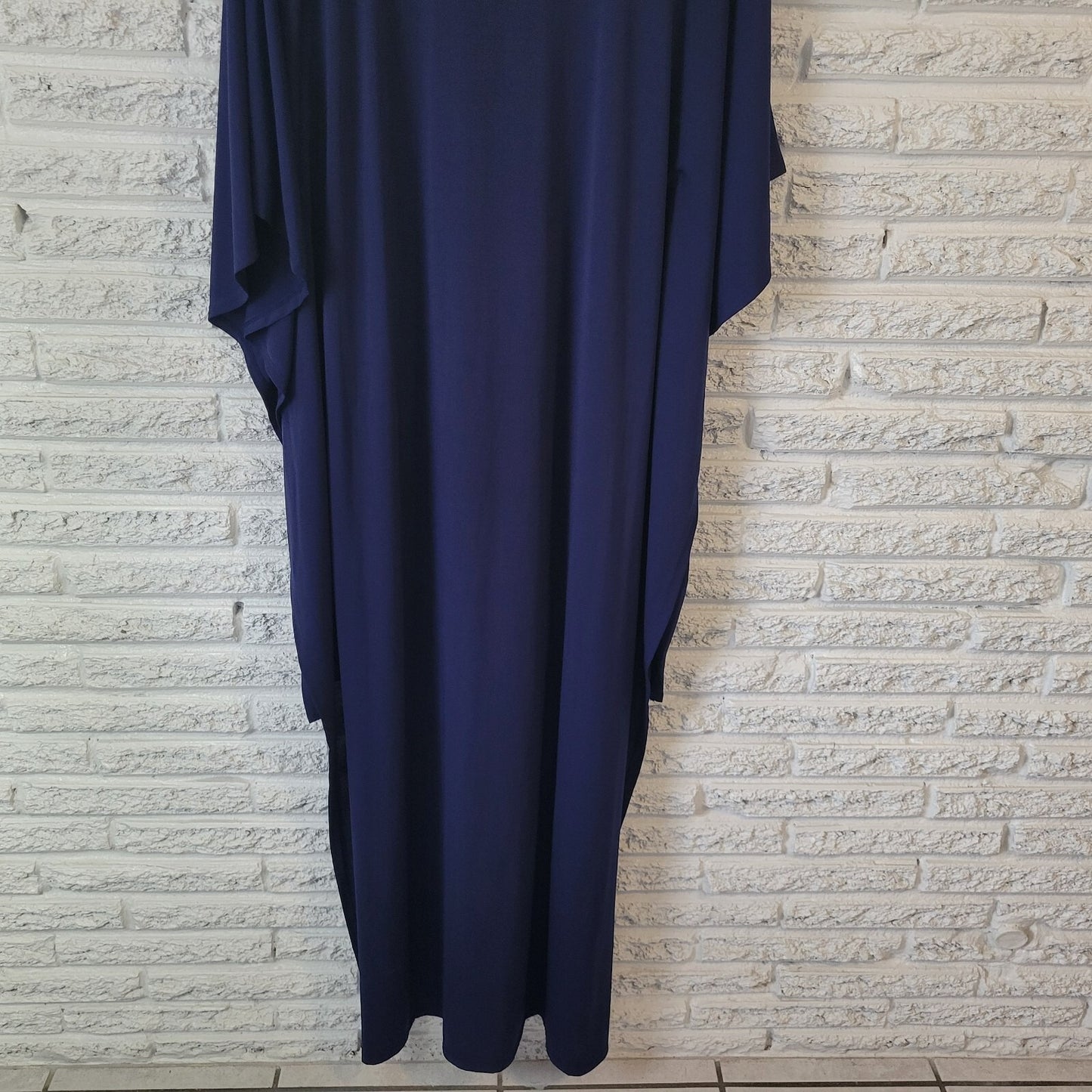 Venus Women Dress Extra Large XL Batwing Sleeve Blue High Low Poly Blend Keyhole