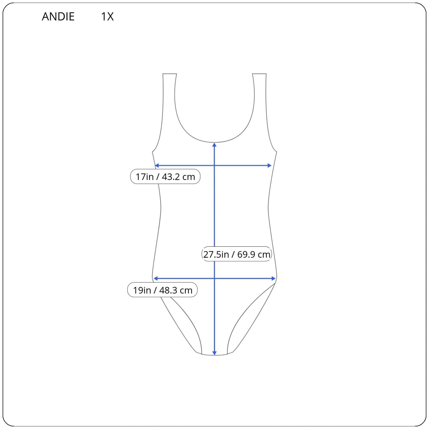 Andie Womens Bodysuit 1X Plus Snap Up Blue One Piece Sleeveless Intimates