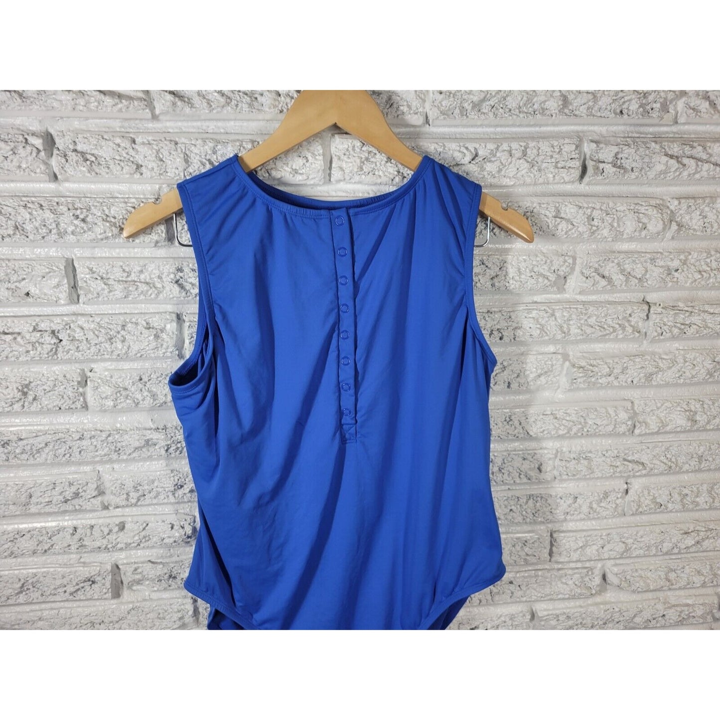 Andie Womens Bodysuit 1X Plus Snap Up Blue One Piece Sleeveless Intimates
