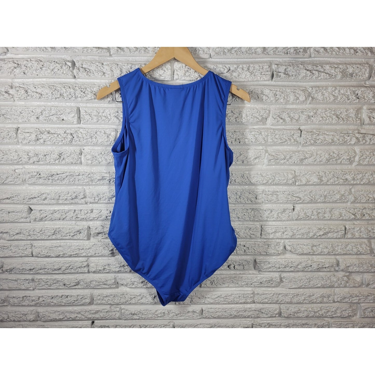 Andie Womens Bodysuit 1X Plus Snap Up Blue One Piece Sleeveless Intimates