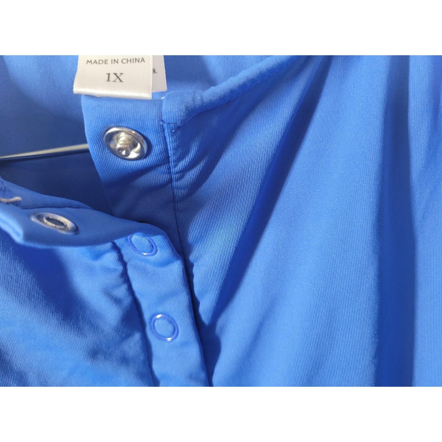 Andie Womens Bodysuit 1X Plus Snap Up Blue One Piece Sleeveless Intimates