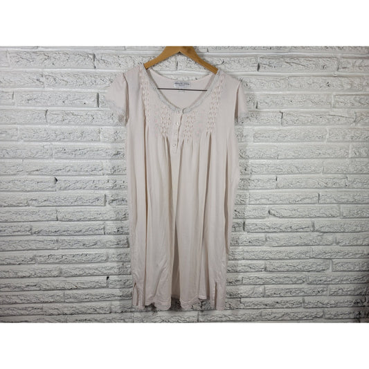 Miss Elaine Womens Robe 1X Plus White Embroider Cinched Lounge Lace Trim