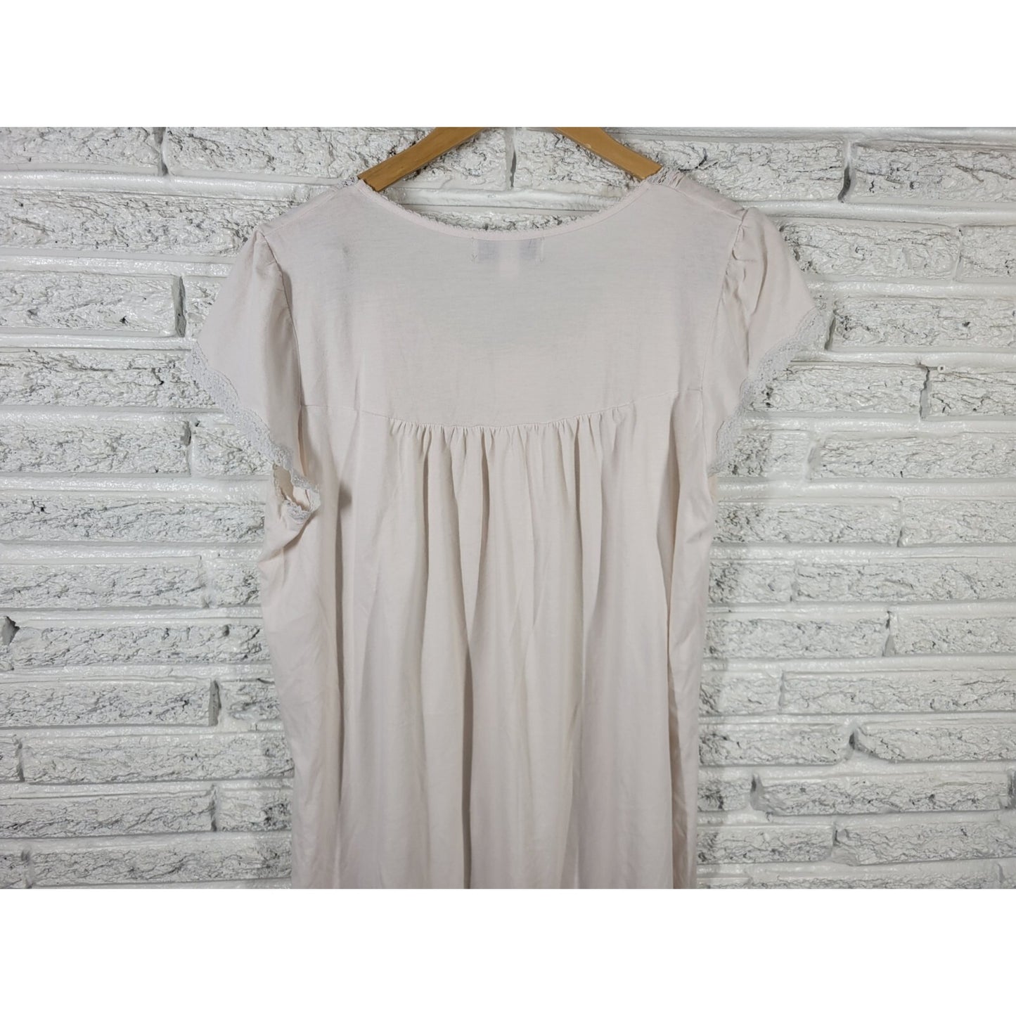 Miss Elaine Womens Robe 1X Plus White Embroider Cinched Lounge Lace Trim