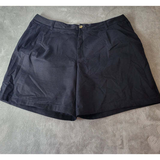 Liz Claiborne Audra Women Shorts 22W Plus Black Cotton Pockets Zip Elastic Waist