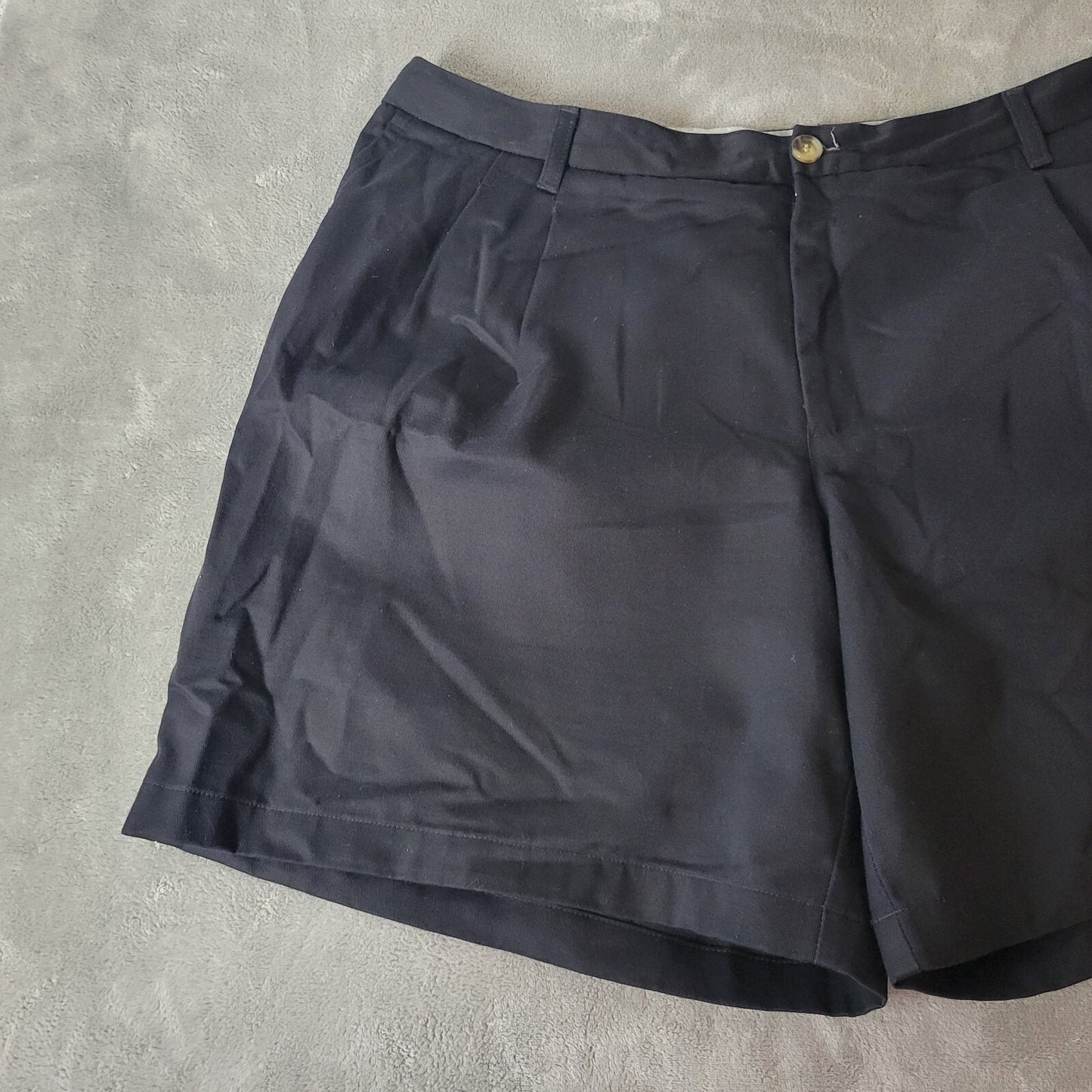 Liz Claiborne Audra Women Shorts 22W Plus Black Cotton Pockets Zip Elastic Waist