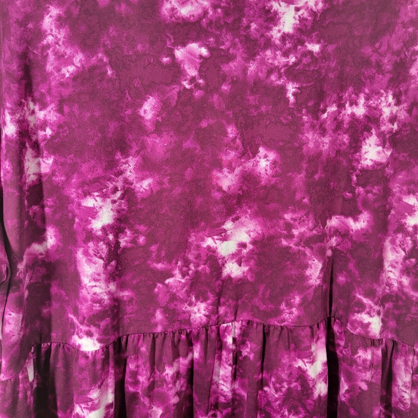 Lularoe Women Dress 2XL Plus Mini Short Sleeve Purple Tie Dye Pockets Poly Blend