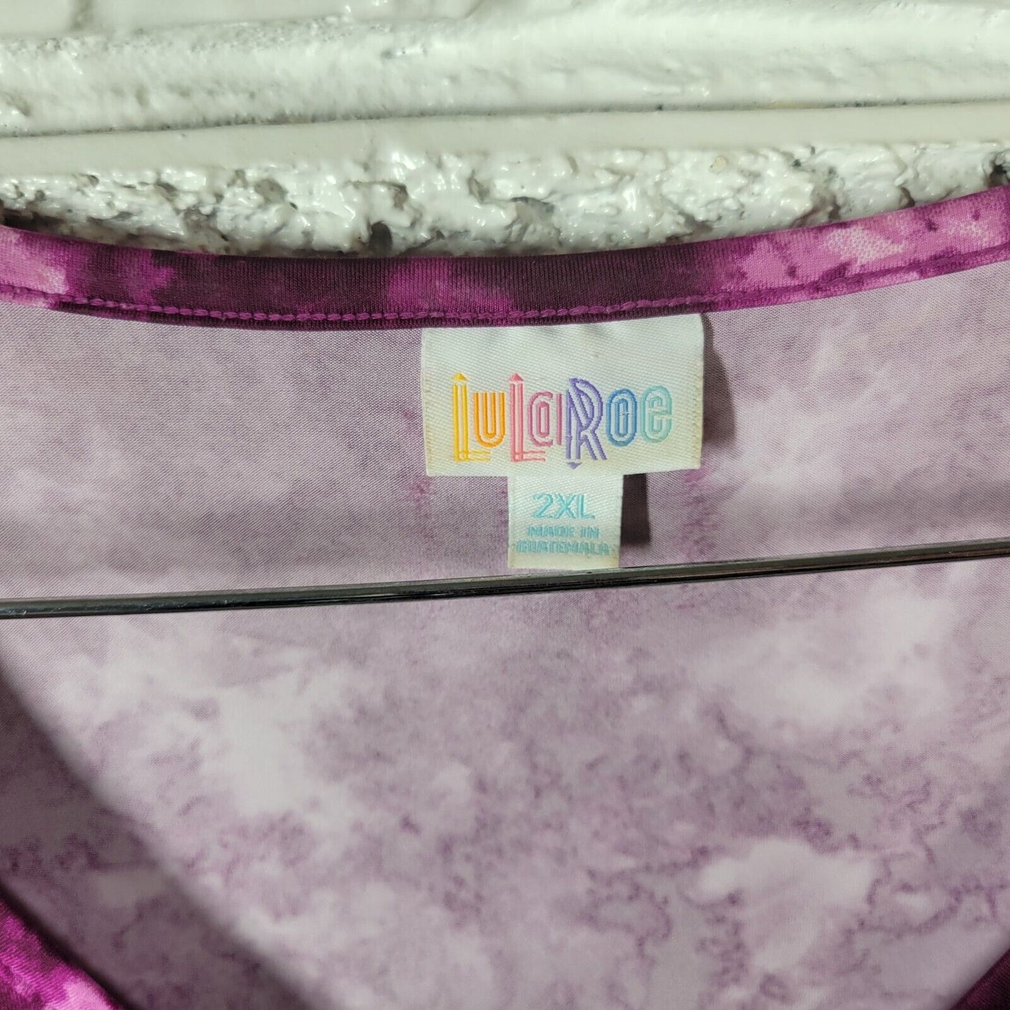 Lularoe Women Dress 2XL Plus Mini Short Sleeve Purple Tie Dye Pockets Poly Blend