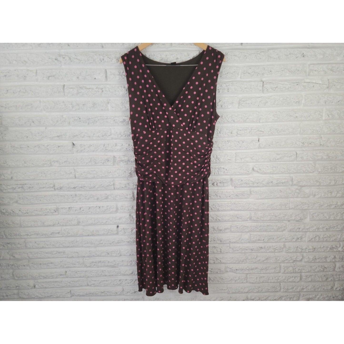 Style & Co Womens Dress Extra Large XL Sheath Sleeveless Brown Polka Dot Career
