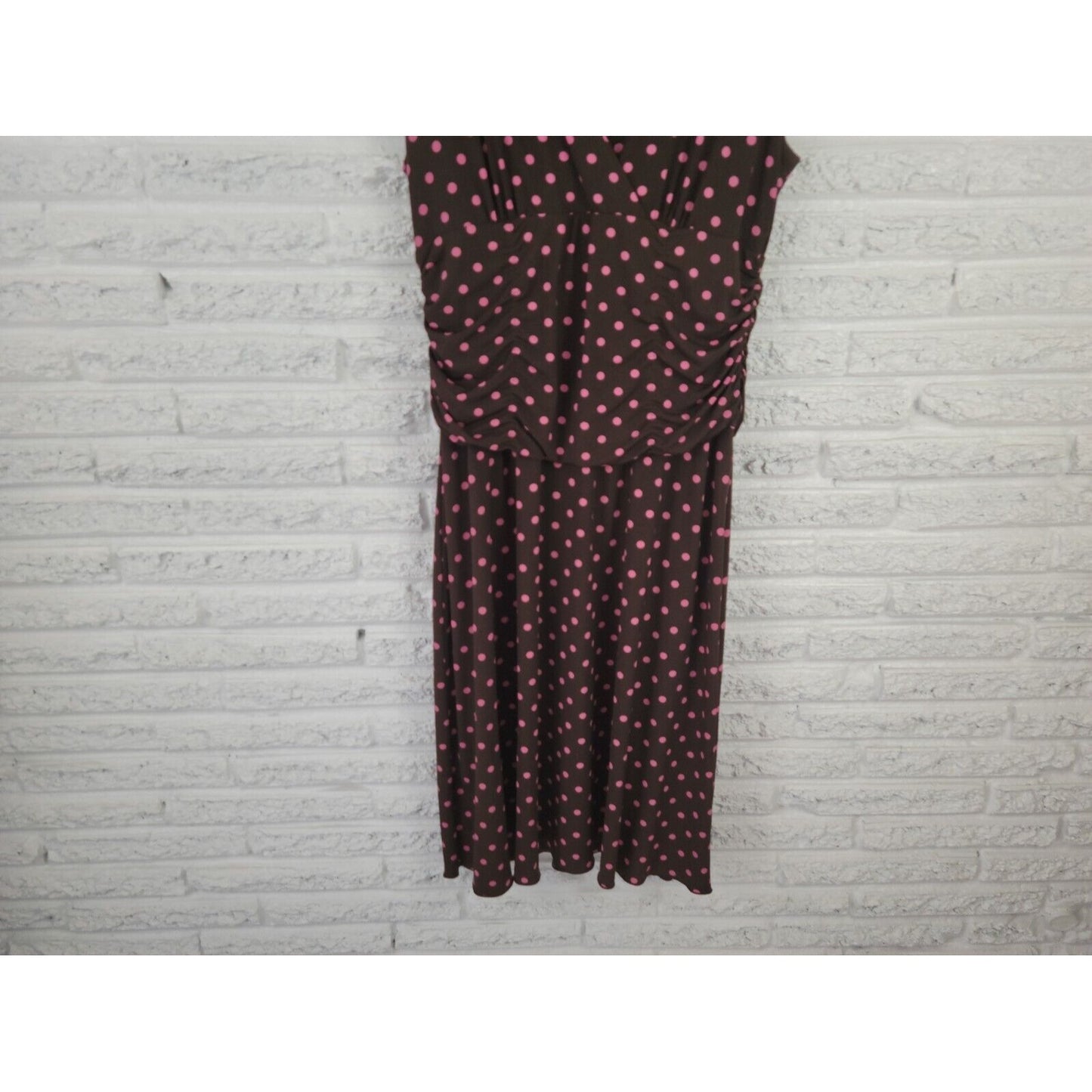 Style & Co Womens Dress Extra Large XL Sheath Sleeveless Brown Polka Dot Career