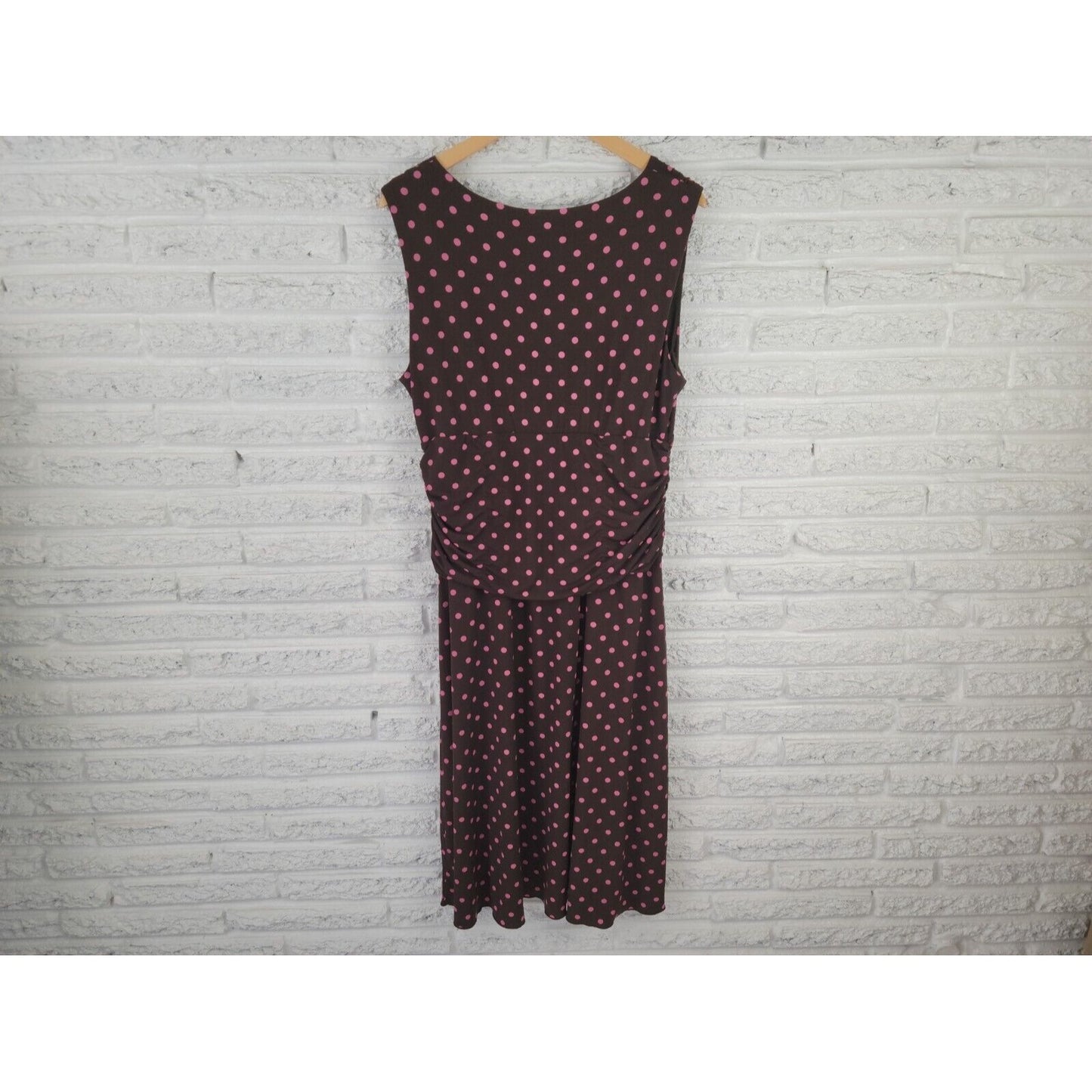 Style & Co Womens Dress Extra Large XL Sheath Sleeveless Brown Polka Dot Career