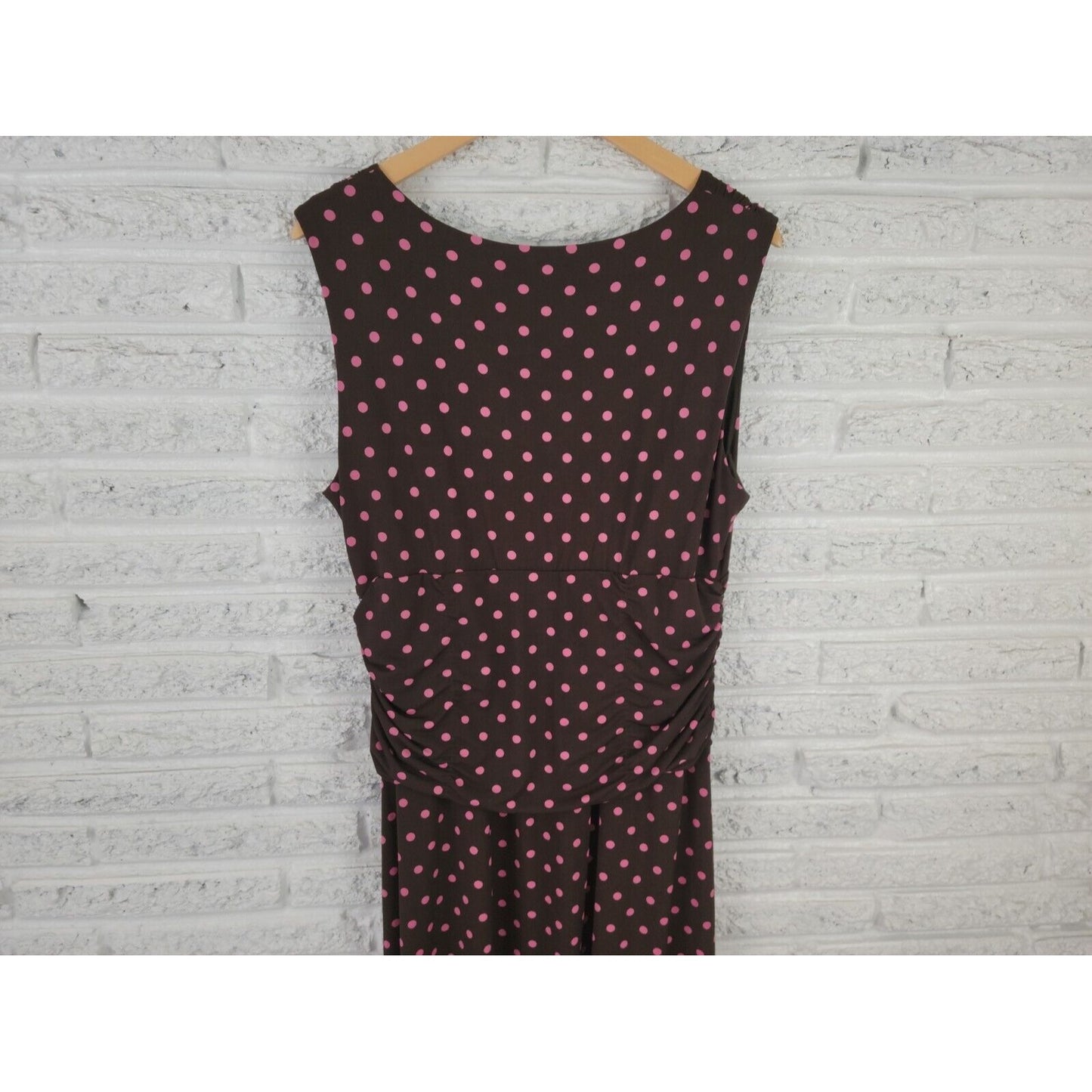 Style & Co Womens Dress Extra Large XL Sheath Sleeveless Brown Polka Dot Career