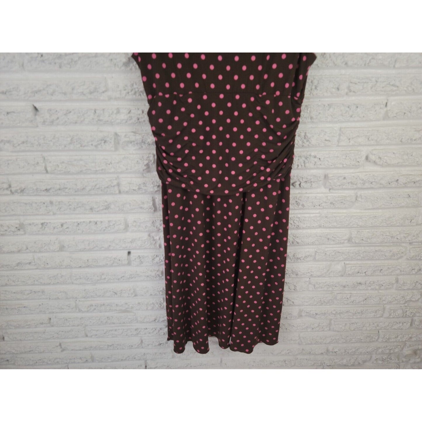 Style & Co Womens Dress Extra Large XL Sheath Sleeveless Brown Polka Dot Career