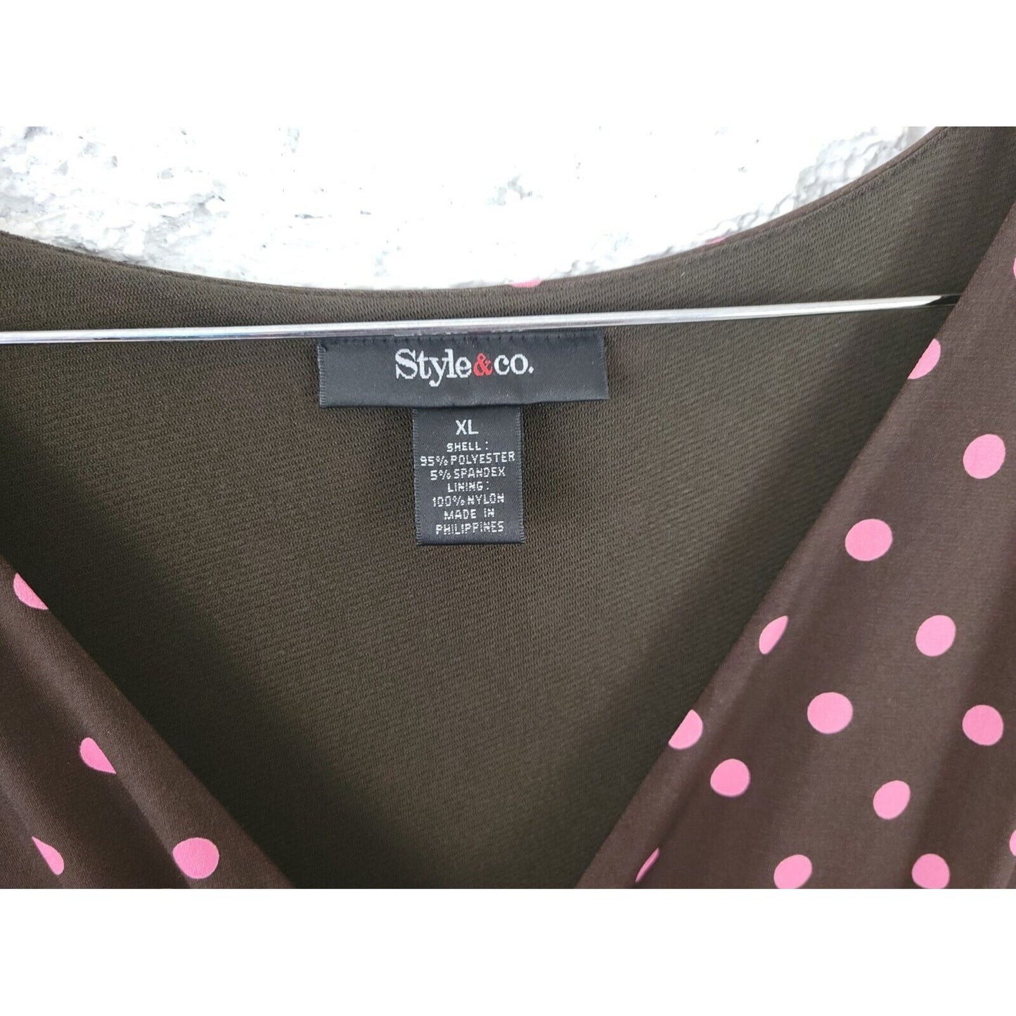 Style & Co Womens Dress Extra Large XL Sheath Sleeveless Brown Polka Dot Career