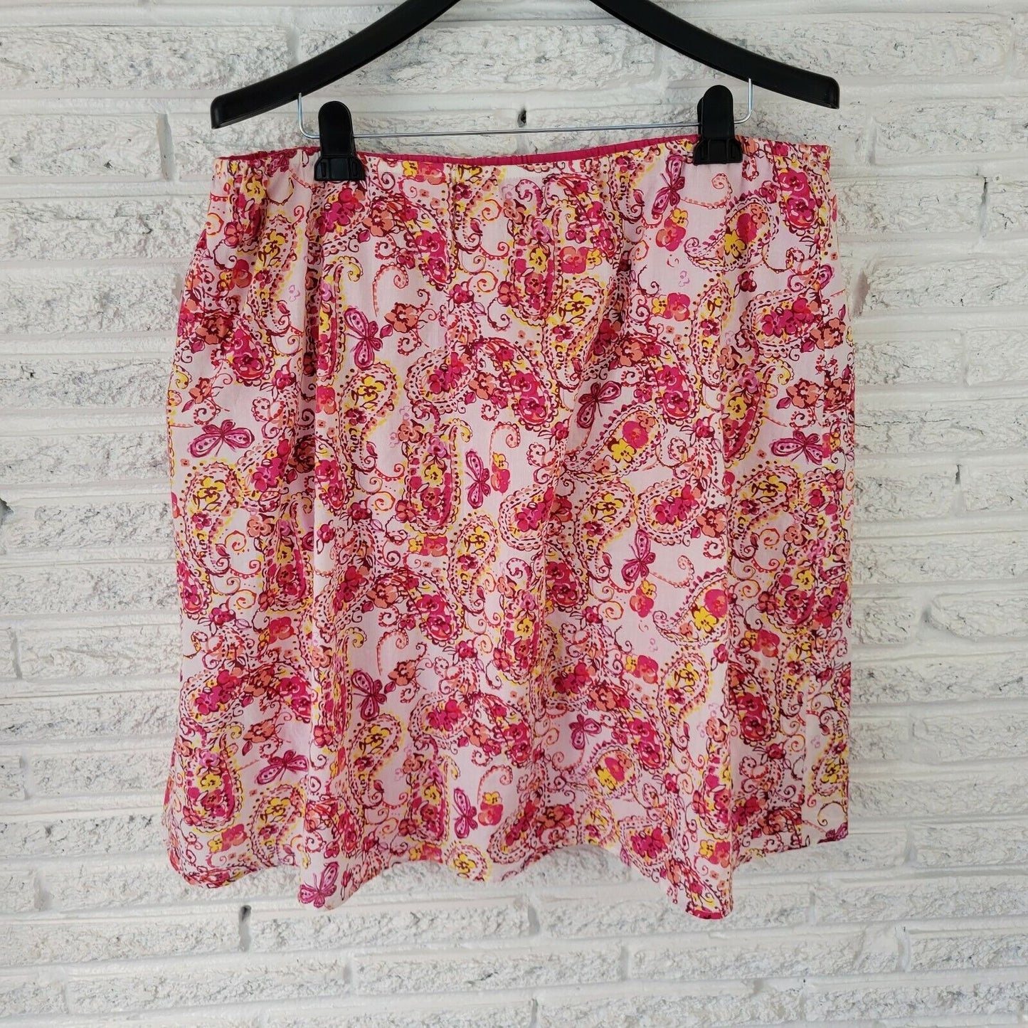 Fashion Bug Women Skirt 1X ALine Mini Pink Floral Lined Pull On Comfy Casual