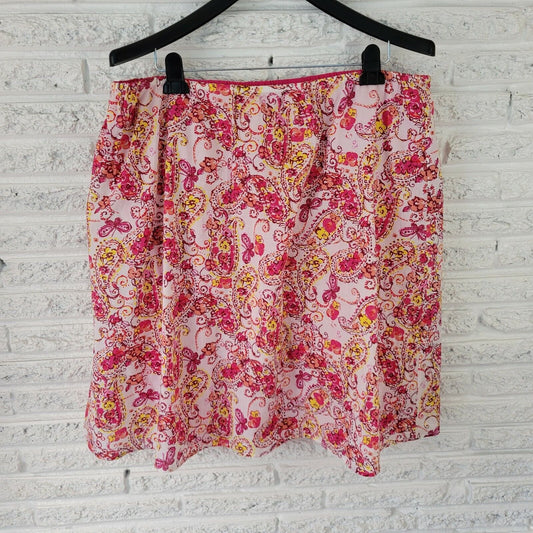 Fashion Bug Women Skirt 1X ALine Mini Pink Floral Lined Pull On Comfy Casual