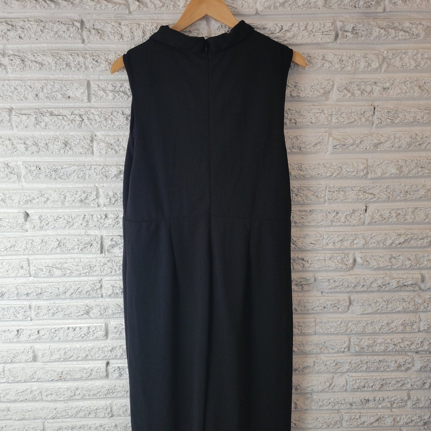 Shein Curve Womens Jumpsuit 1XL Plus Sleeveless Black Zip Office Poly Blend