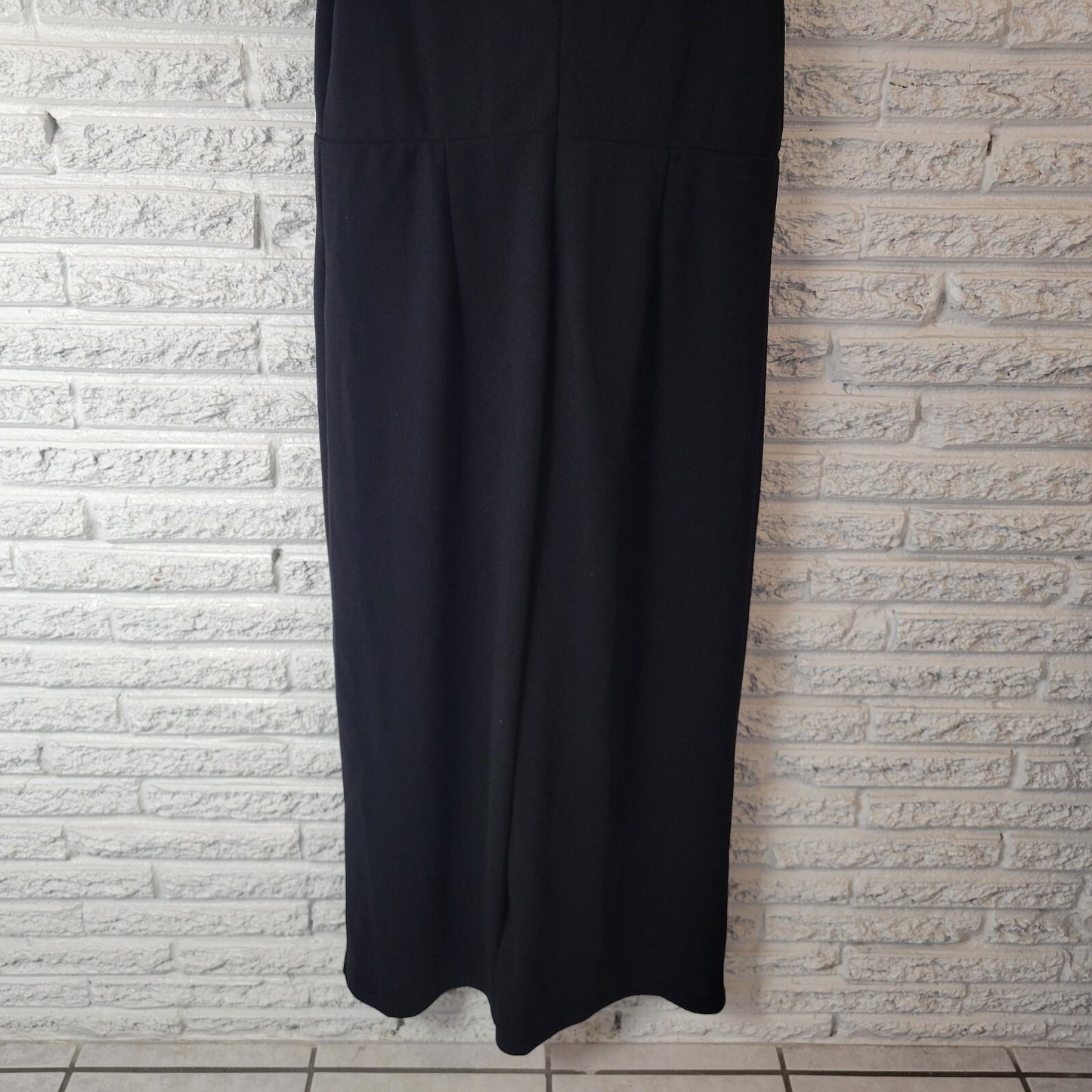 Shein Curve Womens Jumpsuit 1XL Plus Sleeveless Black Zip Office Poly Blend